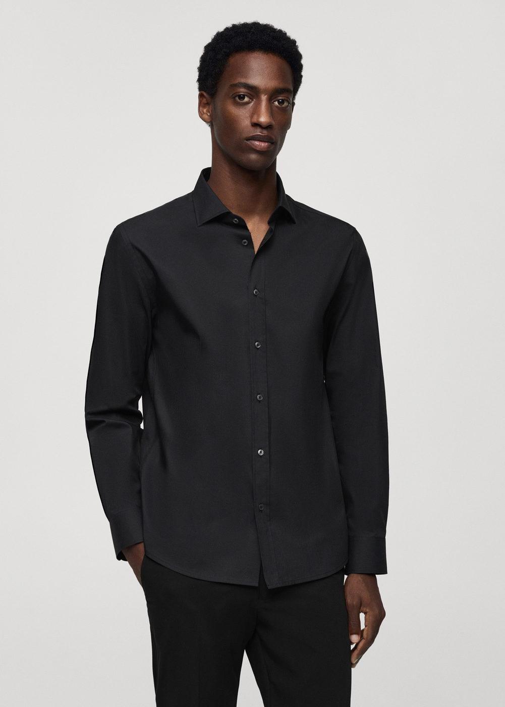 Mango - Black Coolmax Cotton Shirt