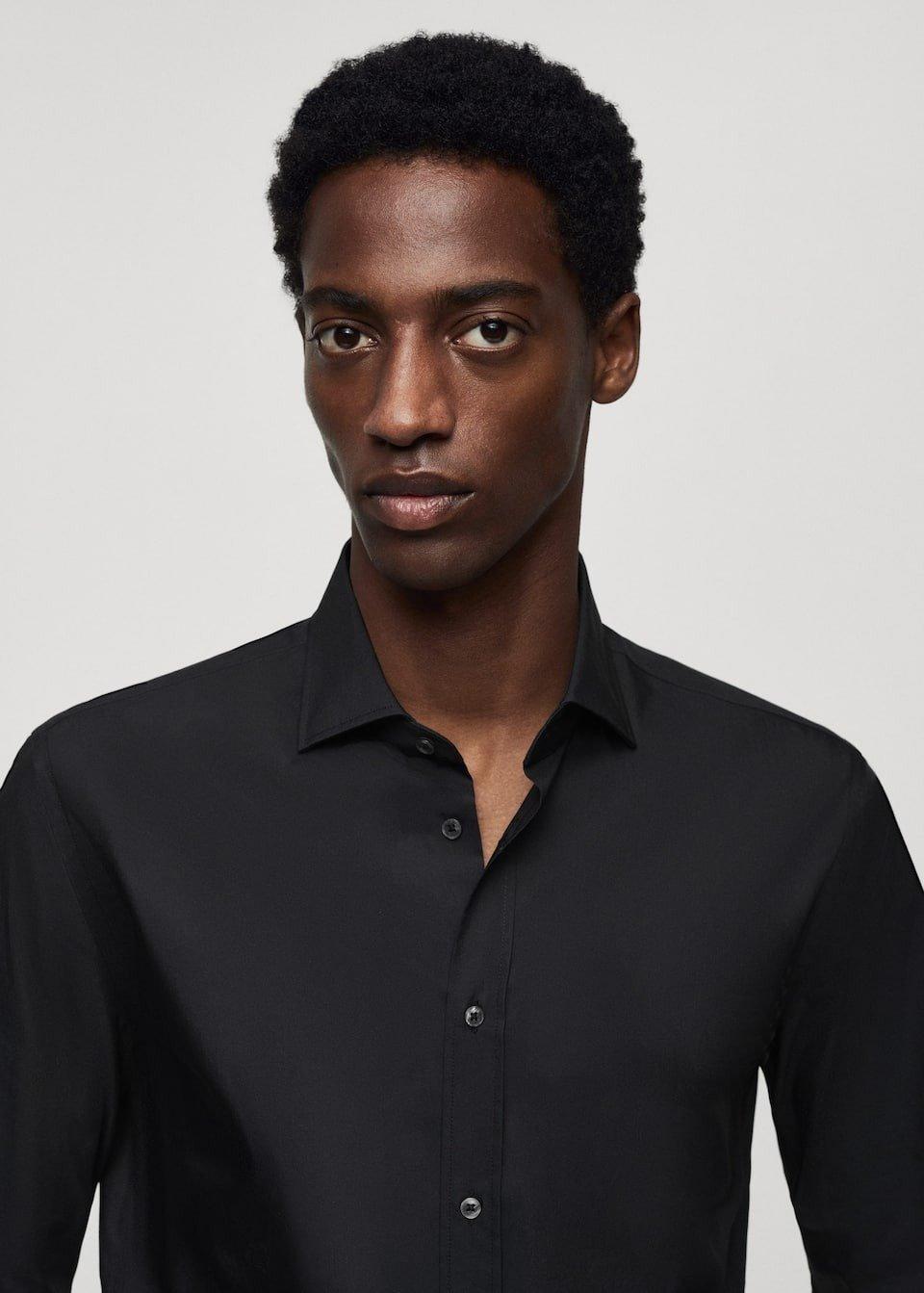 Mango - Black Coolmax Cotton Shirt