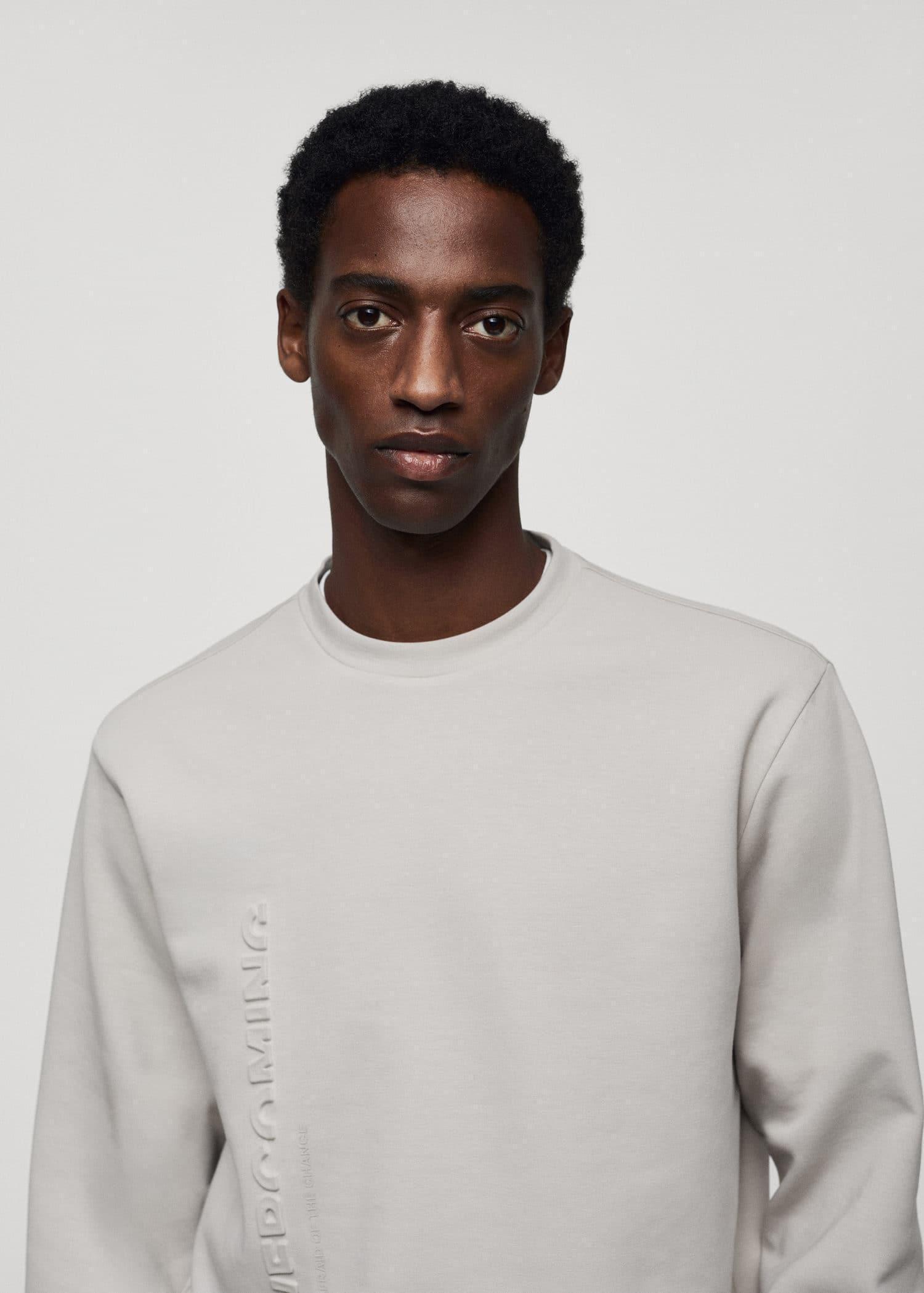 Mango - White Technical-Fabric Message Sweatshirt