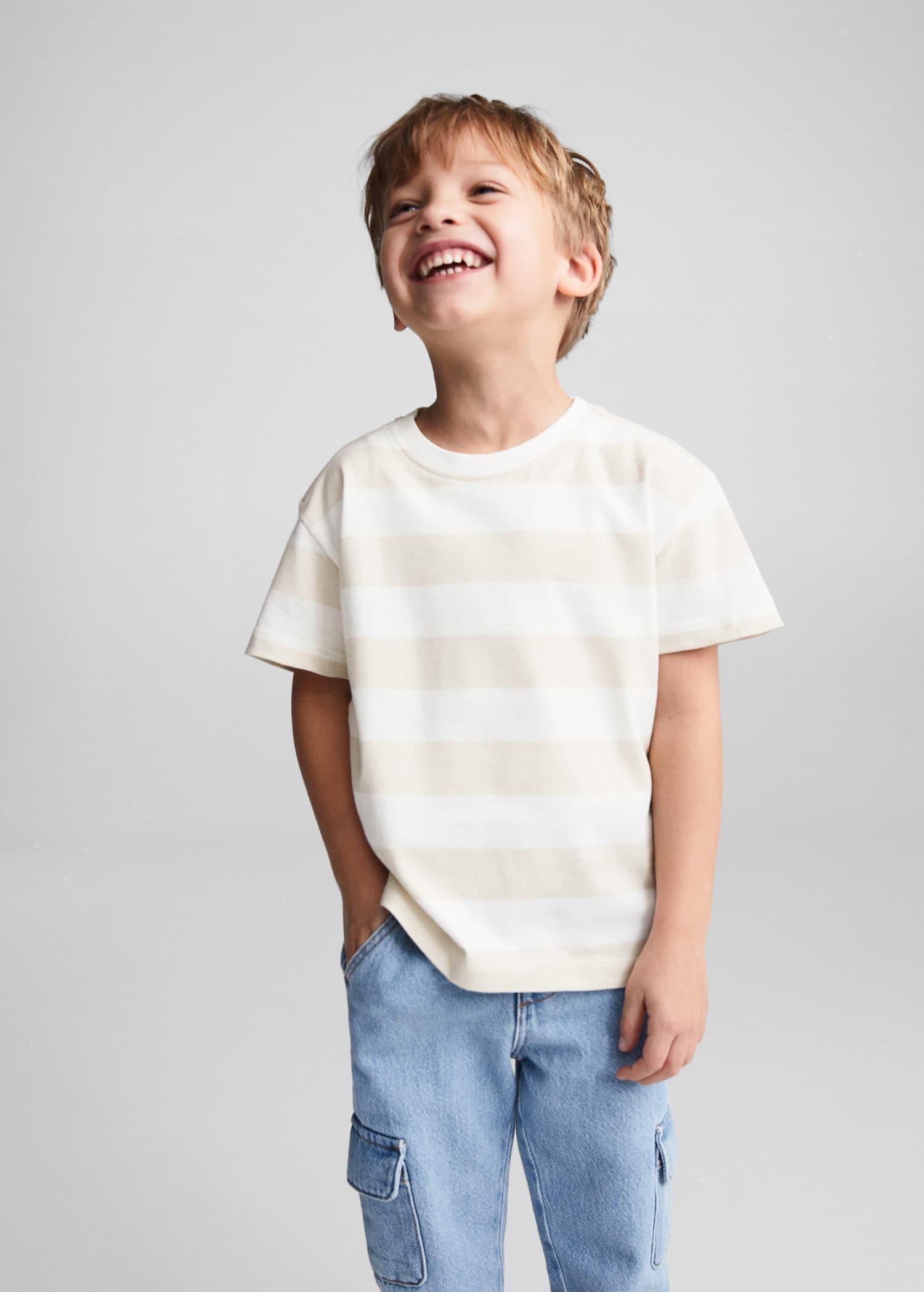 Mango - Brown Striped Printed T-Shirt , Kids Boys