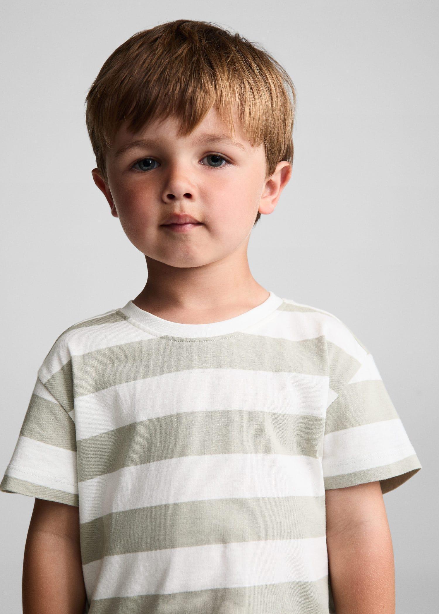 Mango - Green Striped T-Shirt, Kids Boys