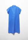 Mango - Blue Linen-Blend Shirt Dress