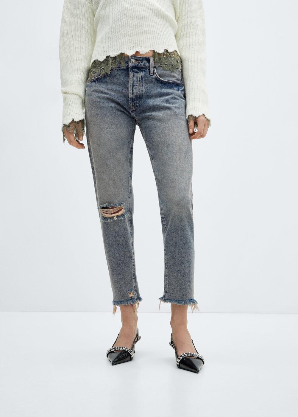 Mango - Blue Low-Rise Girlsfriend Jeans