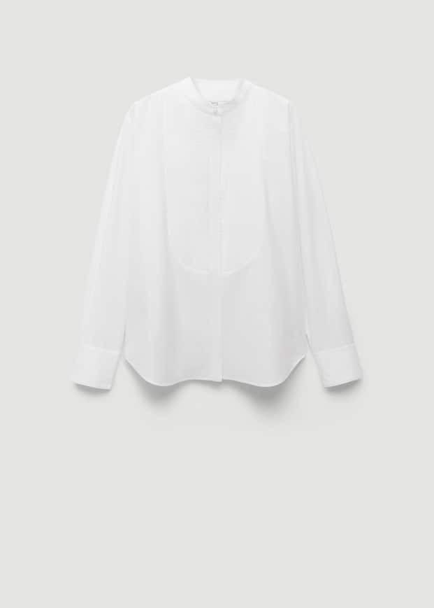 Mango - White Pleated Panel Shirt