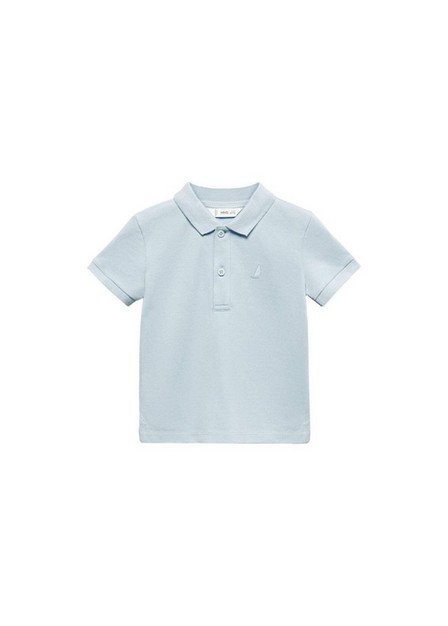 Mango - Blue Textured Cotton Polo Shirt, Kids Boys