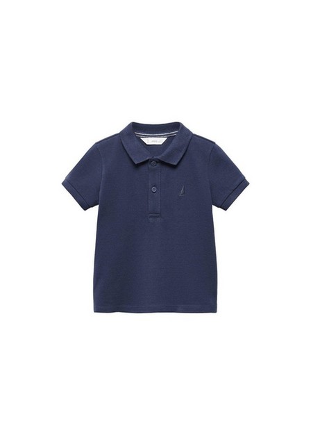 Mango - Navy Textured Cotton Polo Shirt, Kids Boys