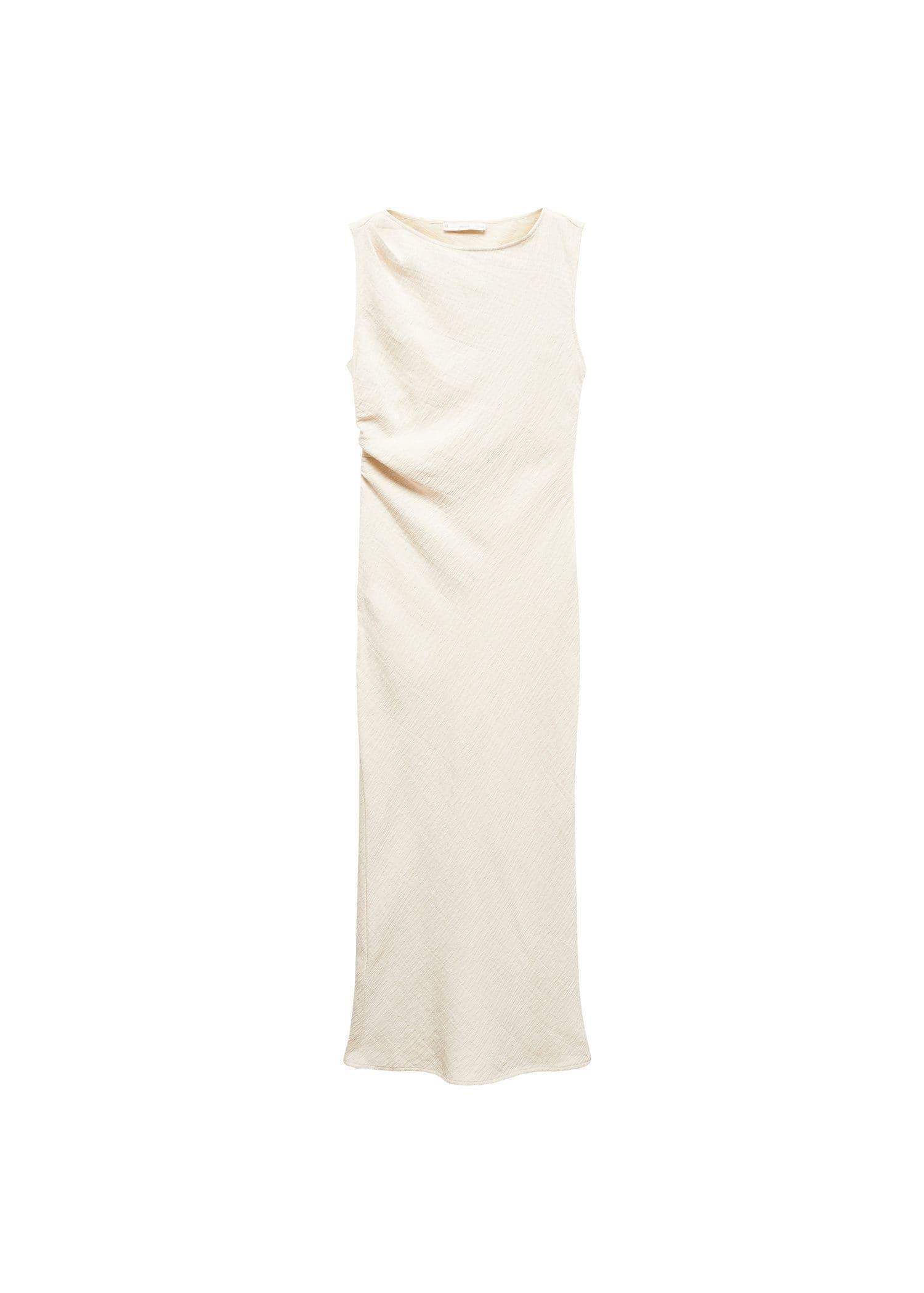 Mango - Cream Draped Dress With Slit