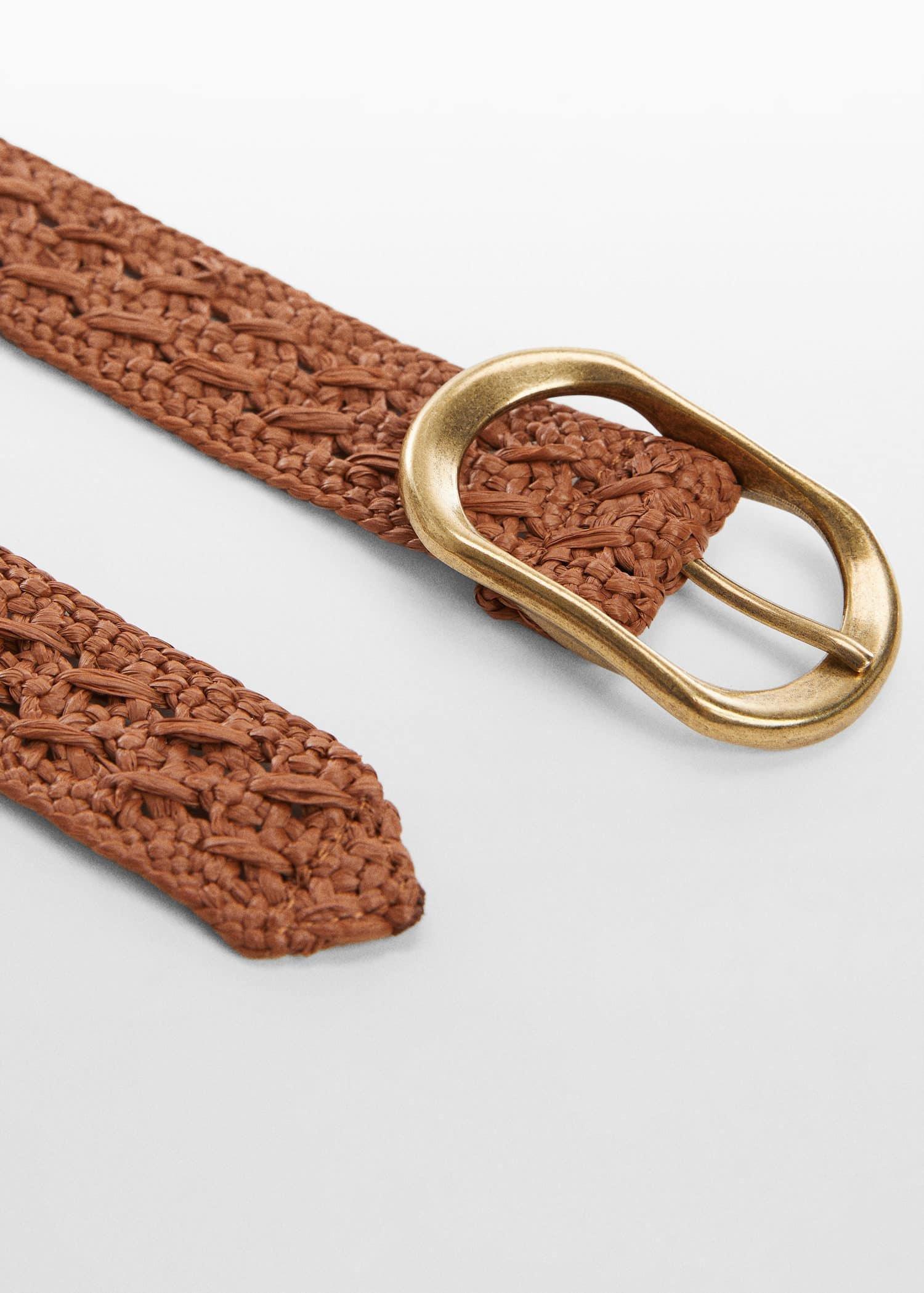 Mango - Brown Crochet Belt With Buckle