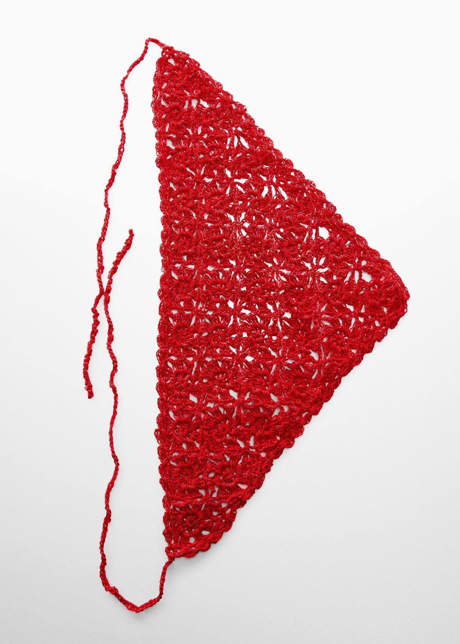 Red Crochet Knit Handkerchief, , large image number 0