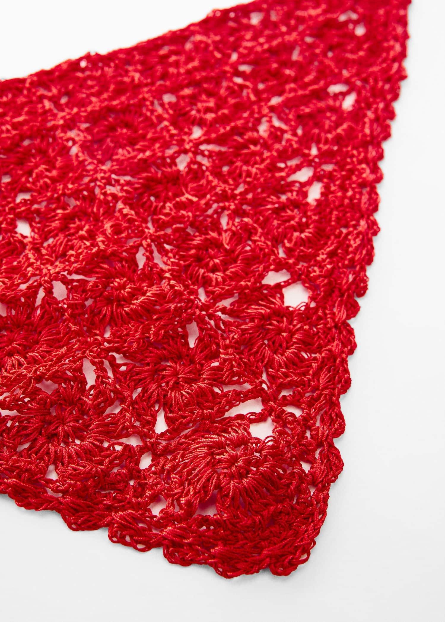 Red Crochet Knit Handkerchief, , large image number 1