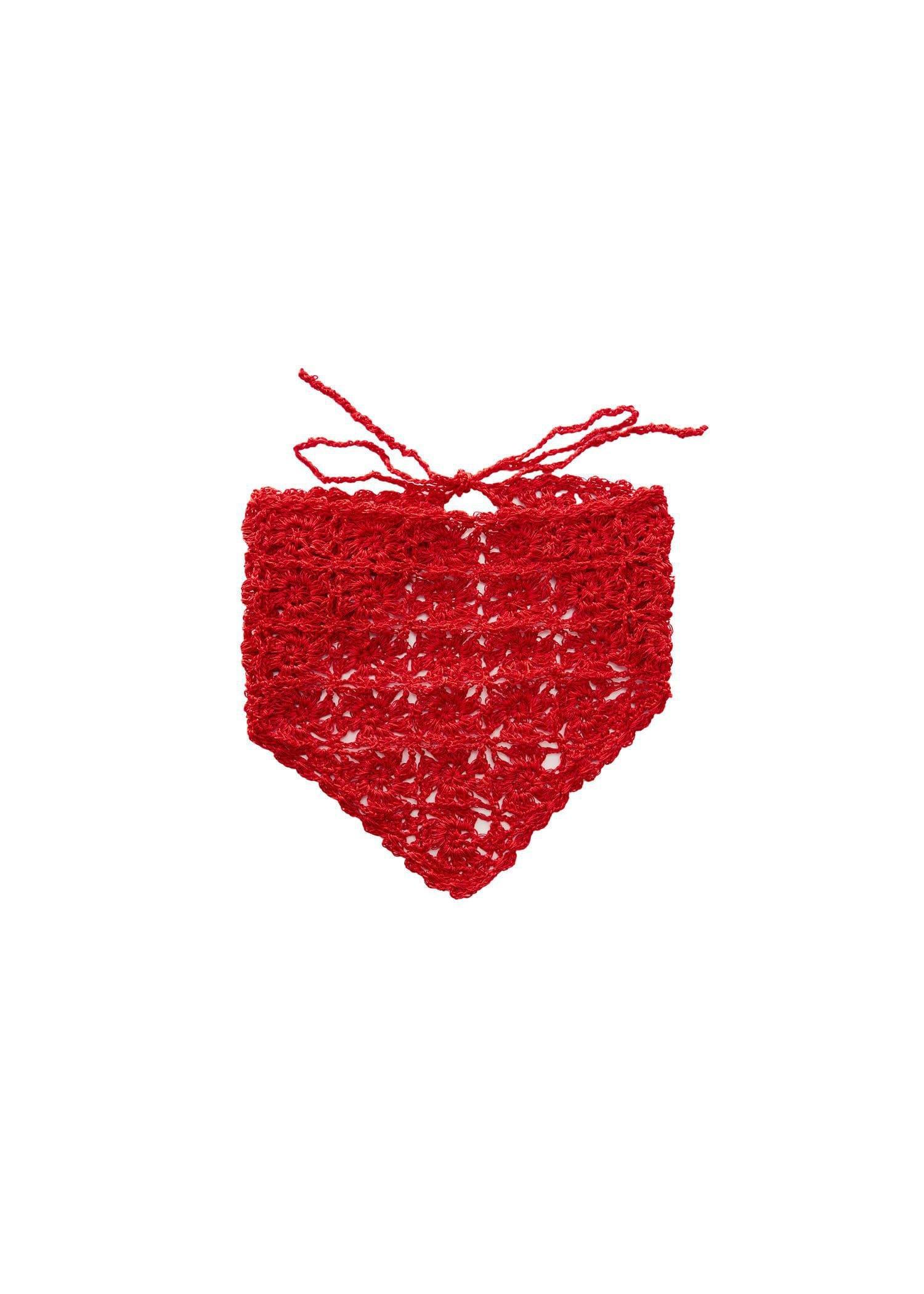 Red Crochet Knit Handkerchief, , large image number 2