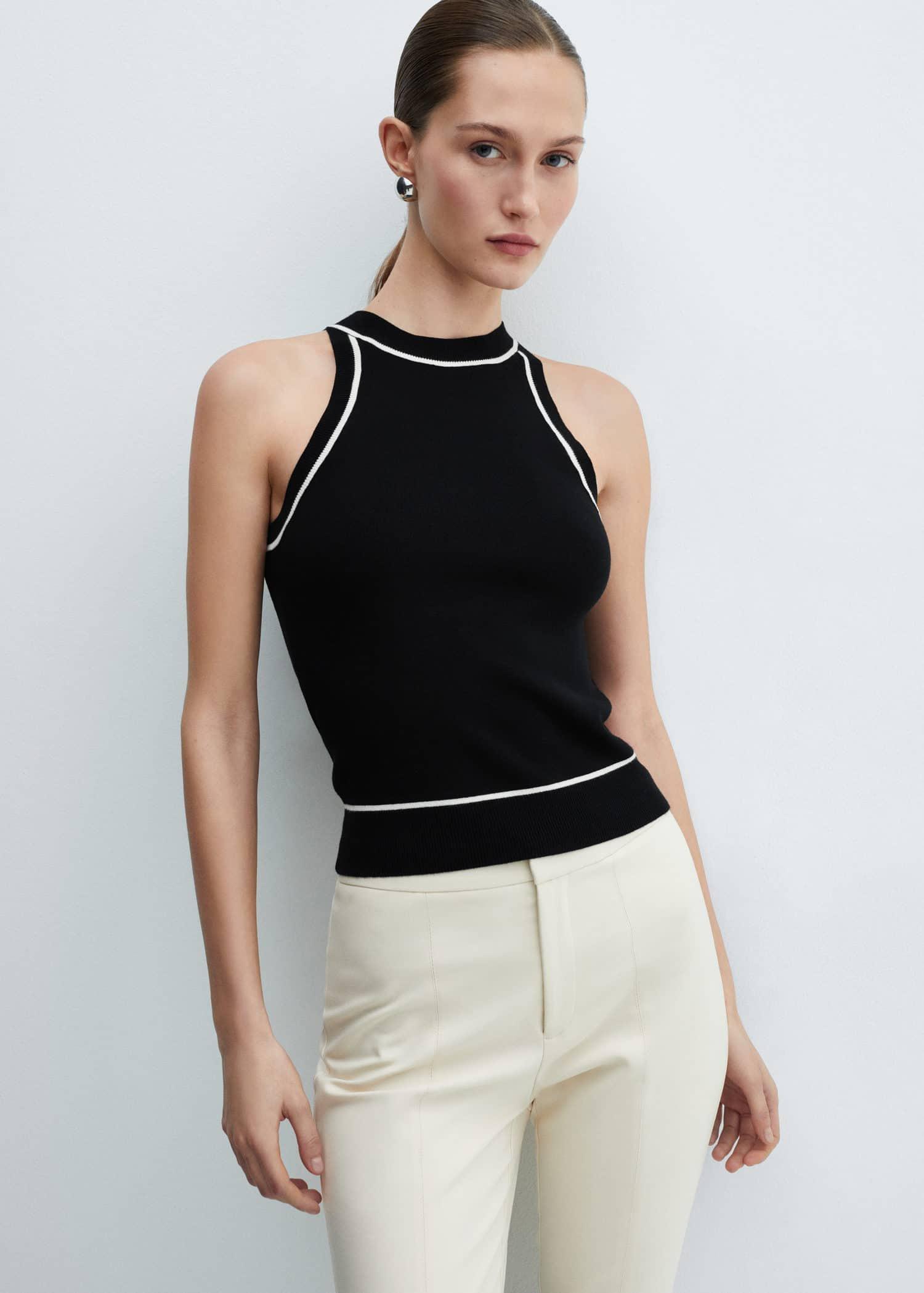 Mango - Black Contrast Trim Top