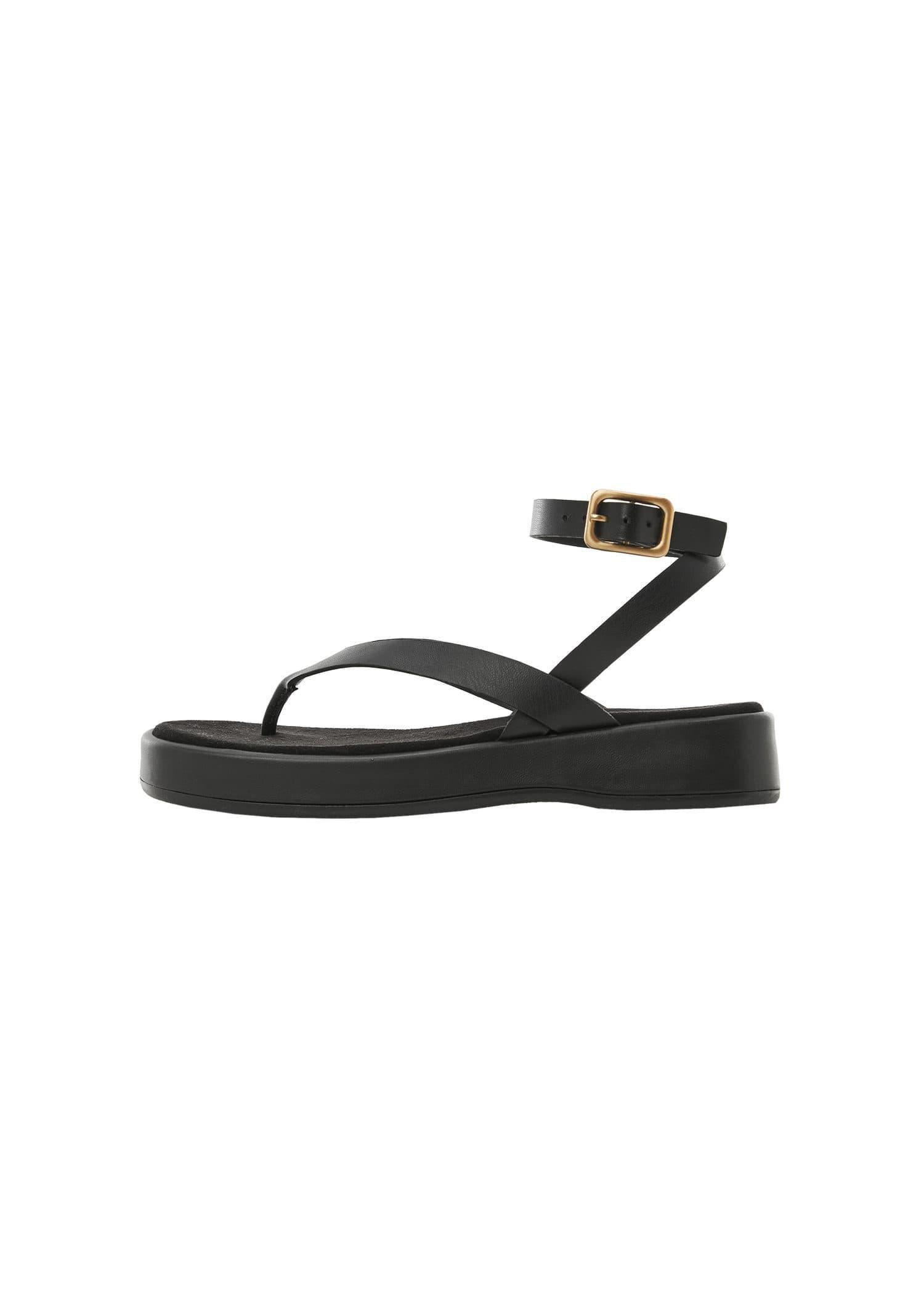 Mango - Black Platform Strap Sandals