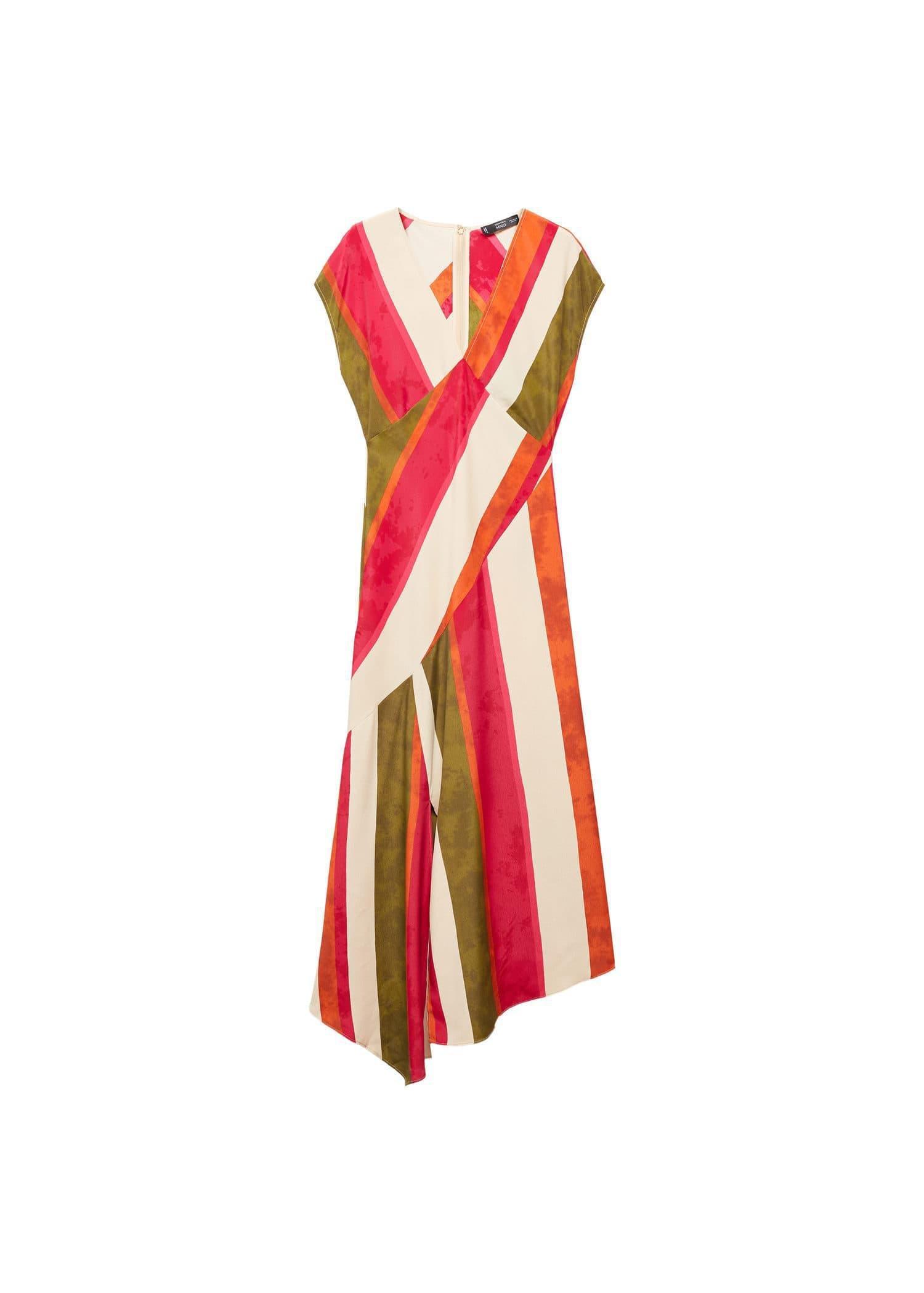 Mango - Beige Cut-Out Striped Dress
