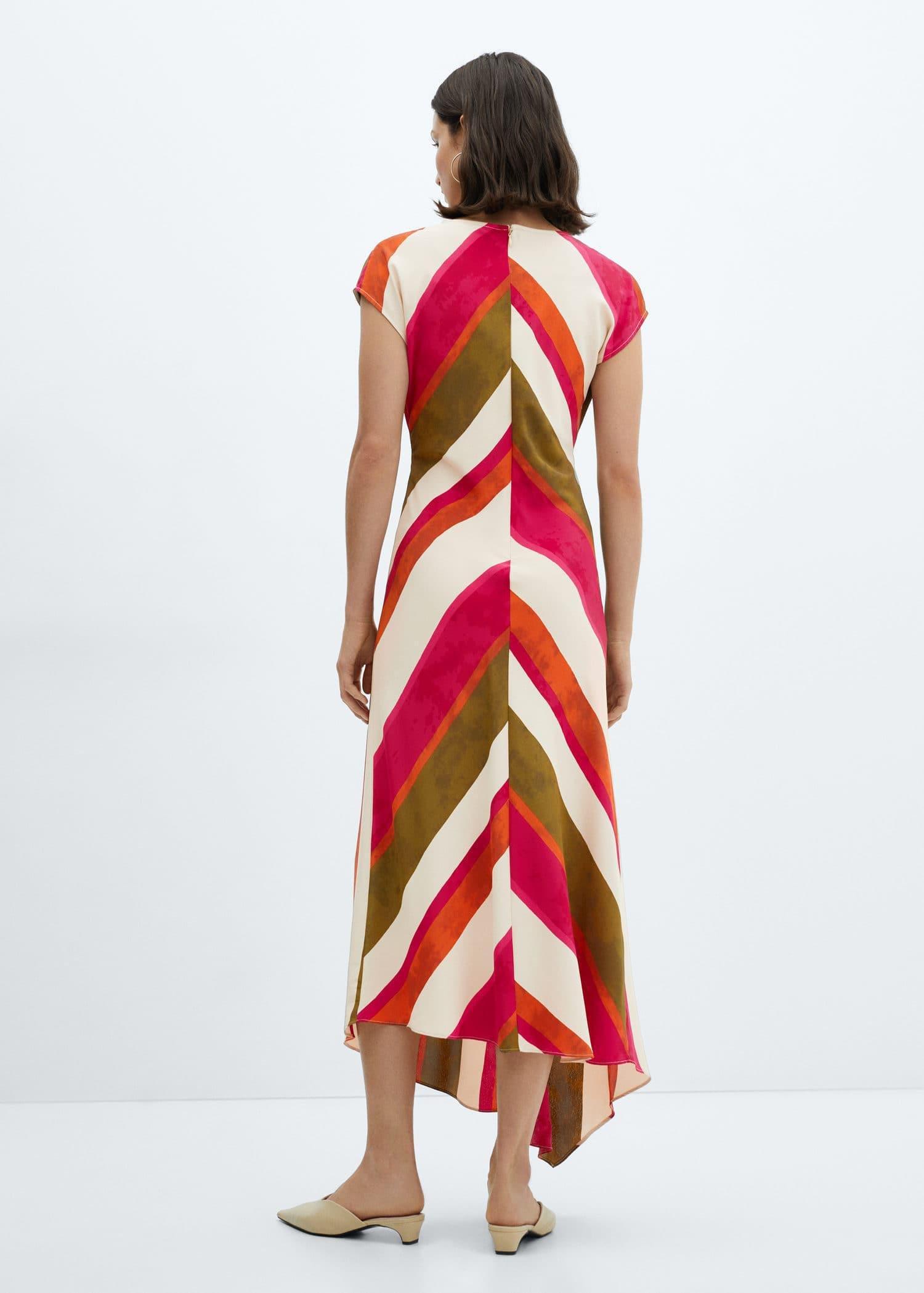 Mango - Beige Cut-Out Striped Dress