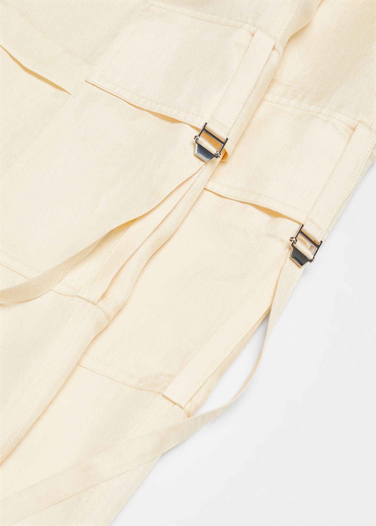 Mango - Cream Lyocell Cargo Trousers