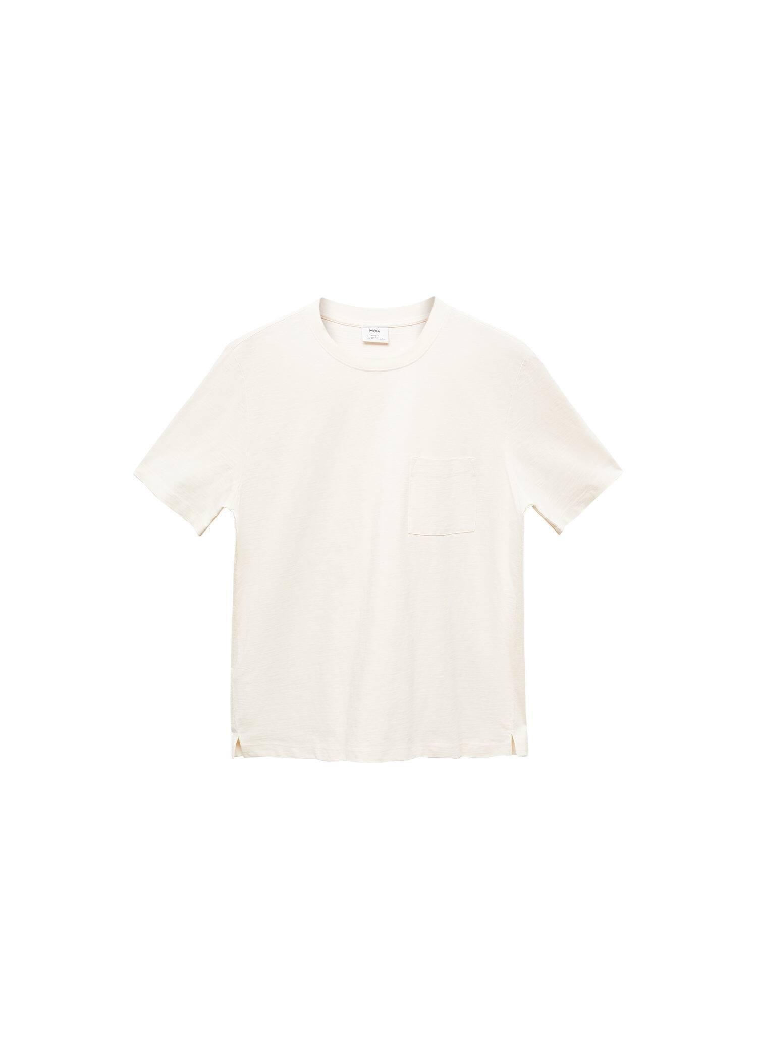 Mango - Beige Cotton Pocket T-Shirt