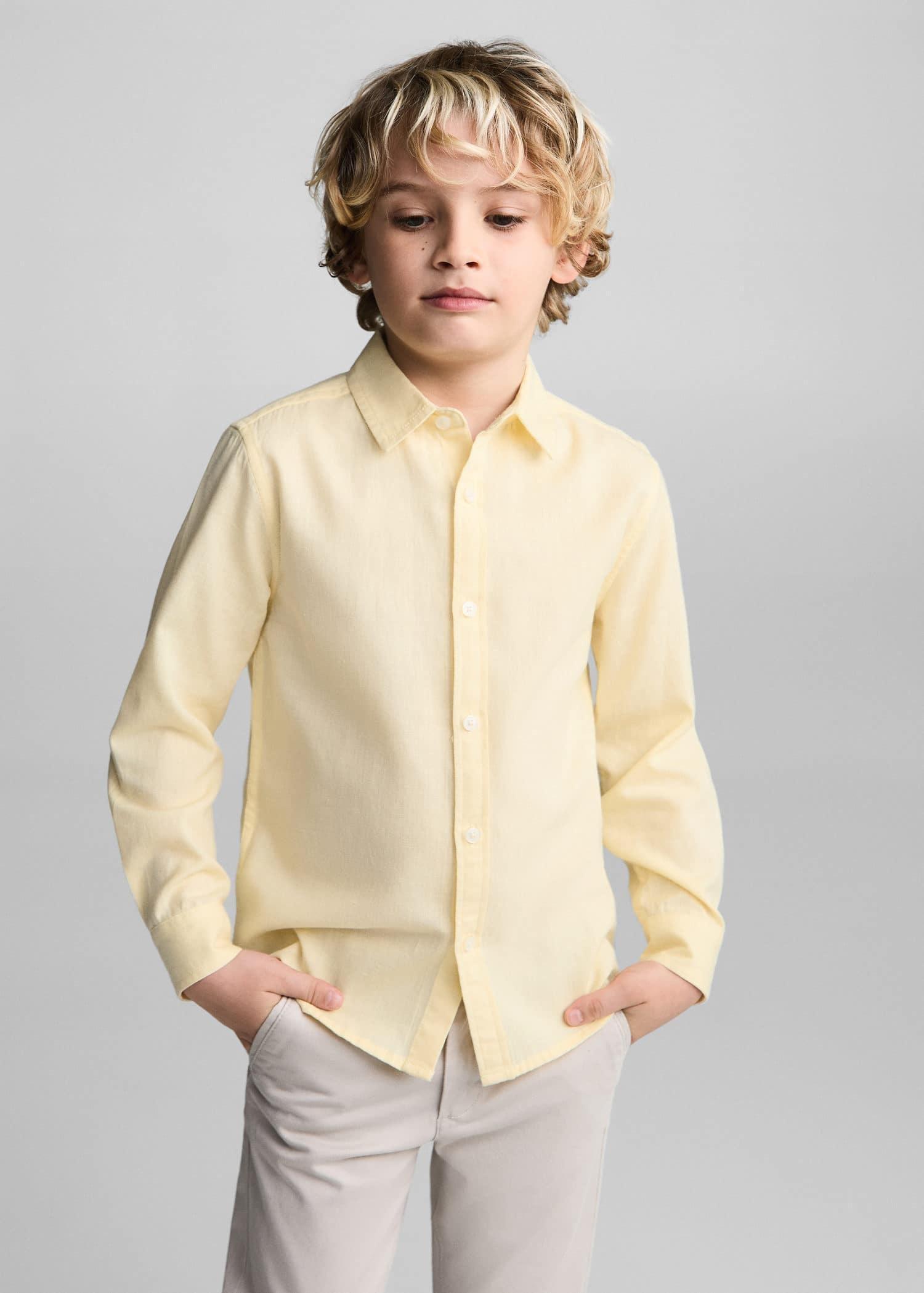 Mango - Yellow Cotton Shirt, Kids Boys