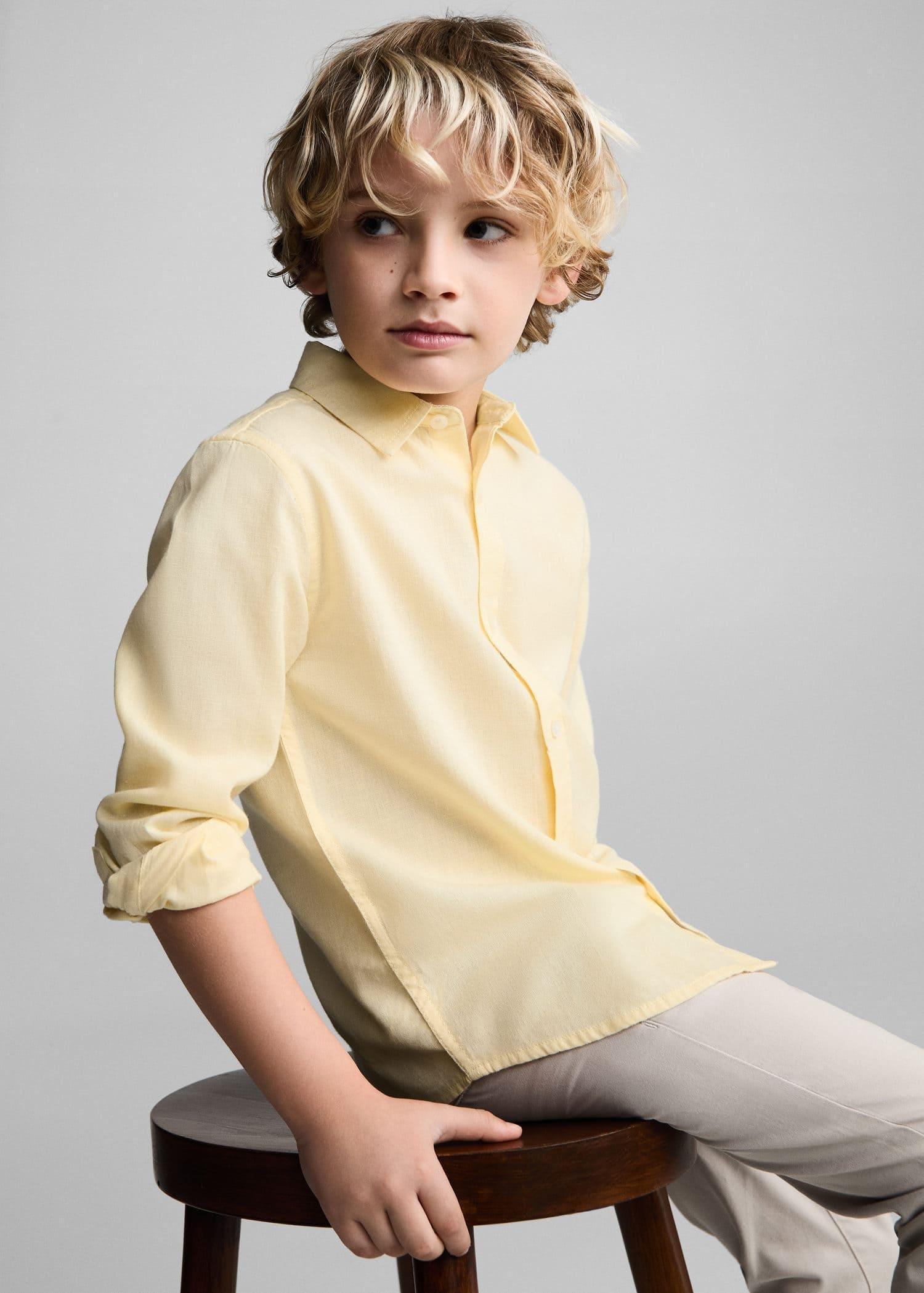 Mango - Yellow Cotton Shirt, Kids Boys