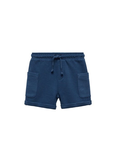 Mango - Navy Textured Cotton-Blend Bermuda Shorts, Kids Boys