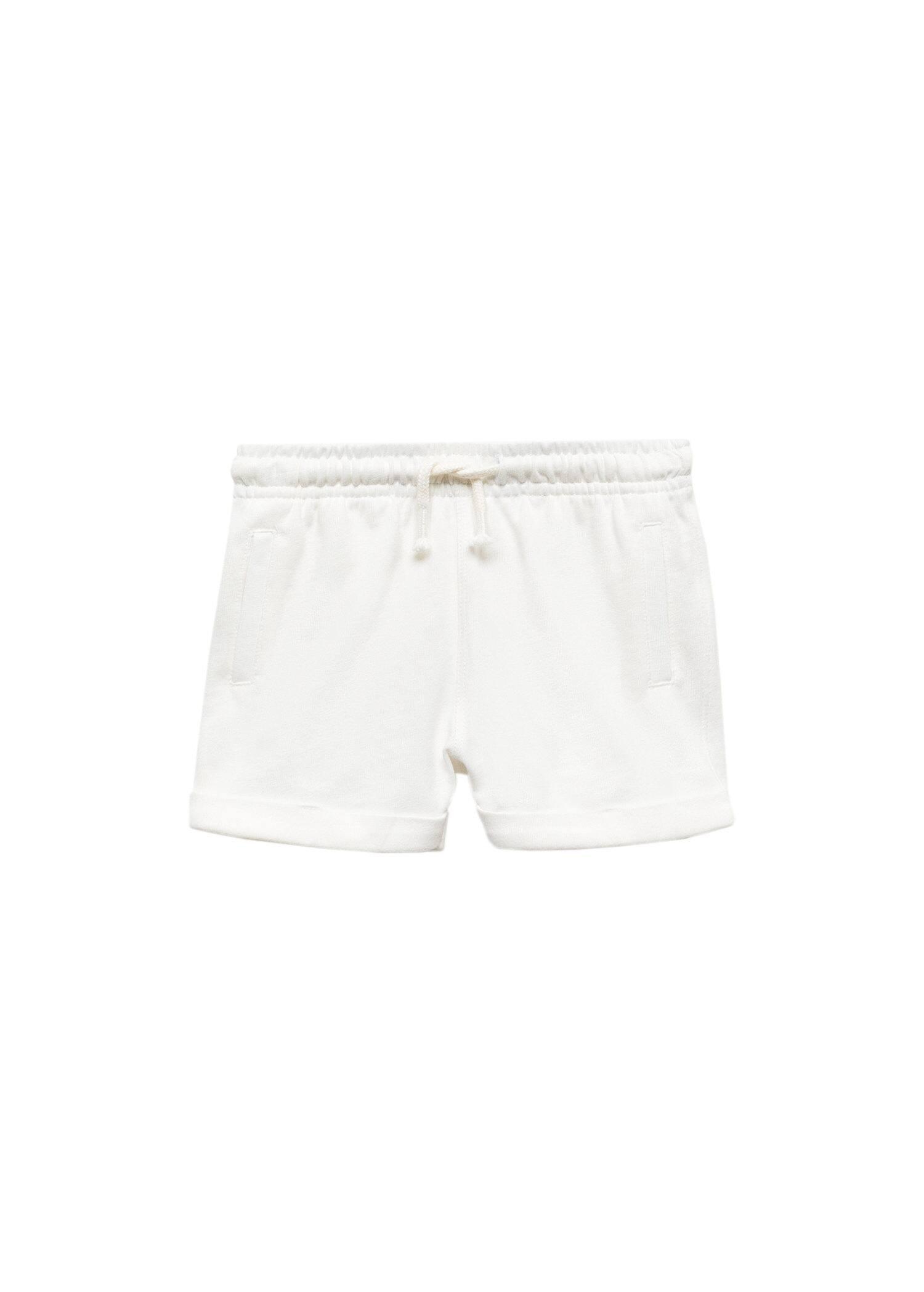 Mango - Cream Cotton Shorts , Kids Boys
