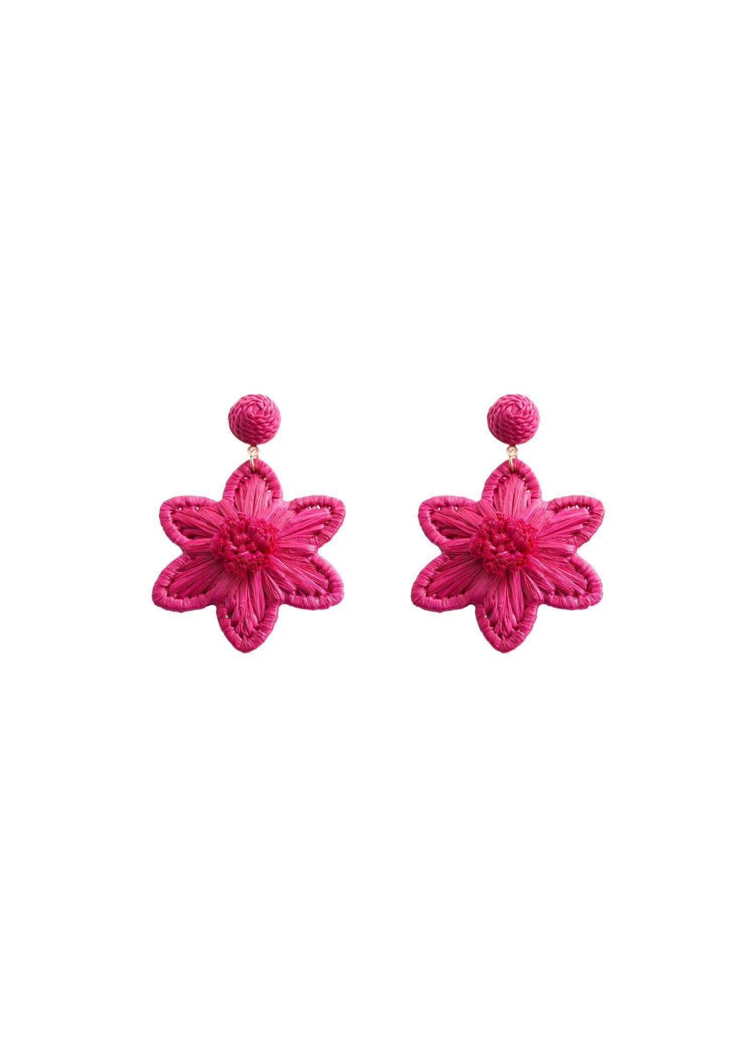 Mango - Pink Flowers Raffia Earrings