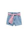 Mango - Blue Paperbag Shorts With Belt, Kids Girls