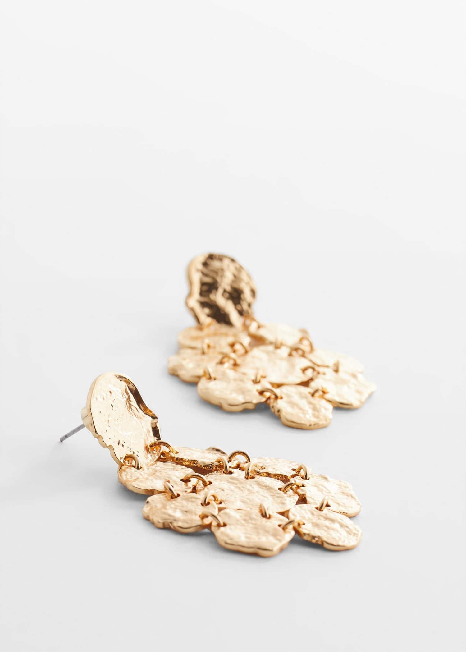 Gold Textured Coin Earrings, , large image number 0