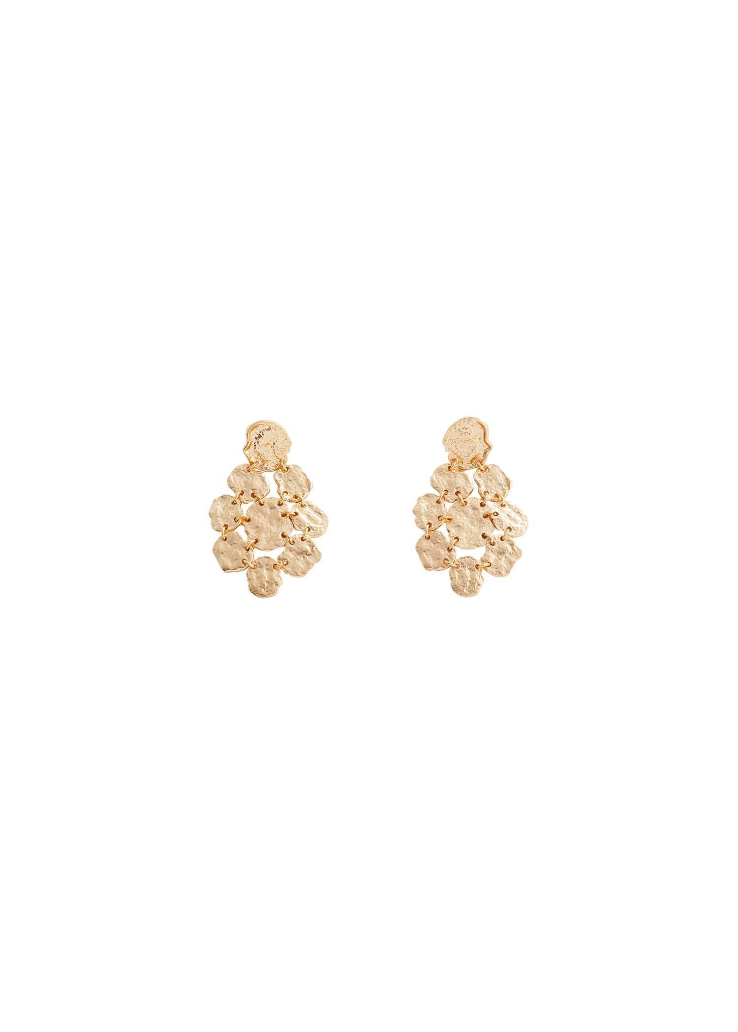 Gold Textured Coin Earrings, , large image number 1
