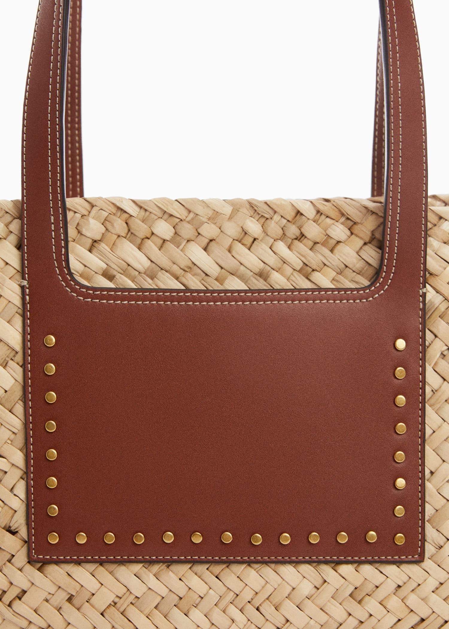 Brown Double Strap Basket Bag, , large image number 1