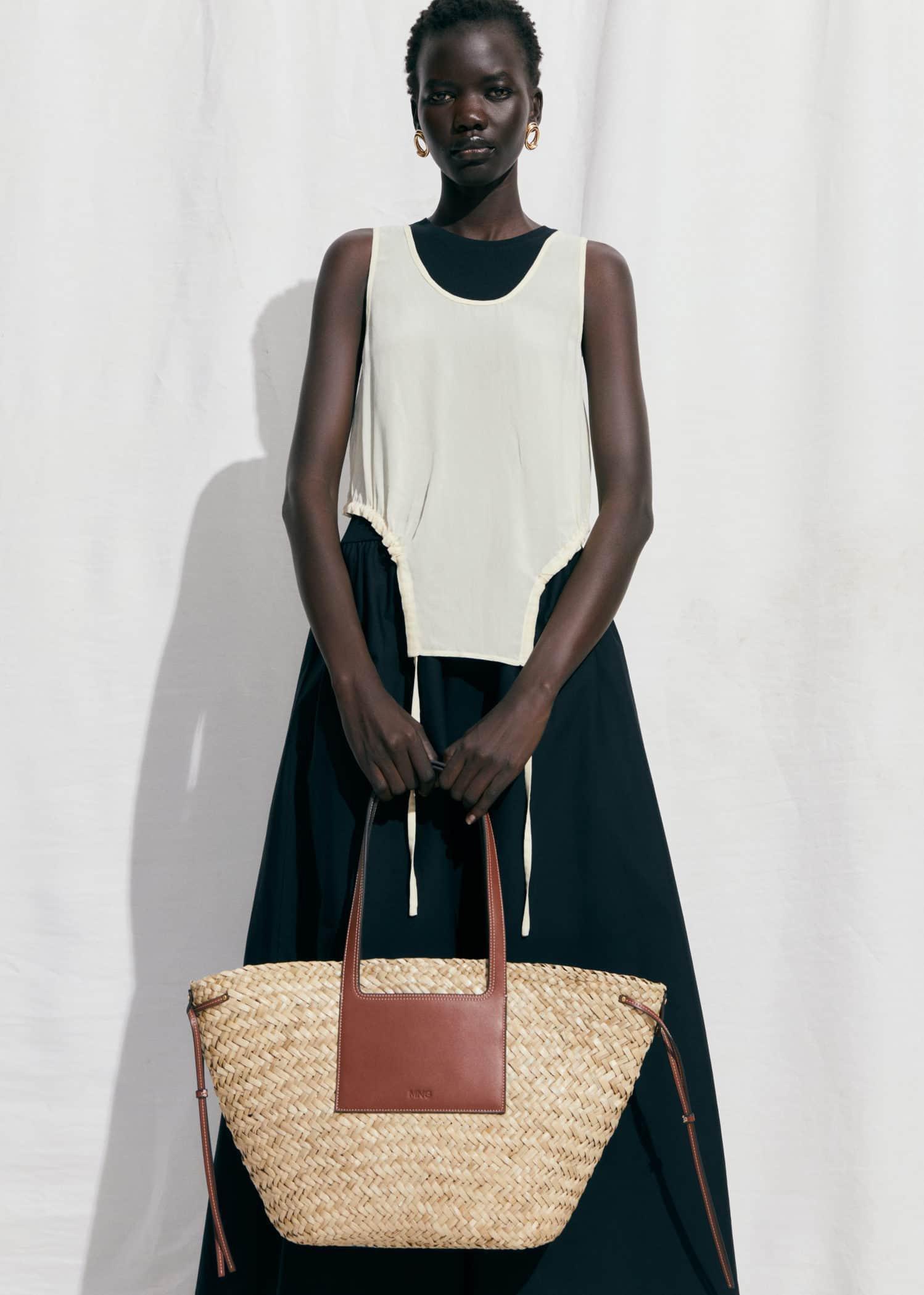 Brown Double Strap Basket Bag, , large image number 5