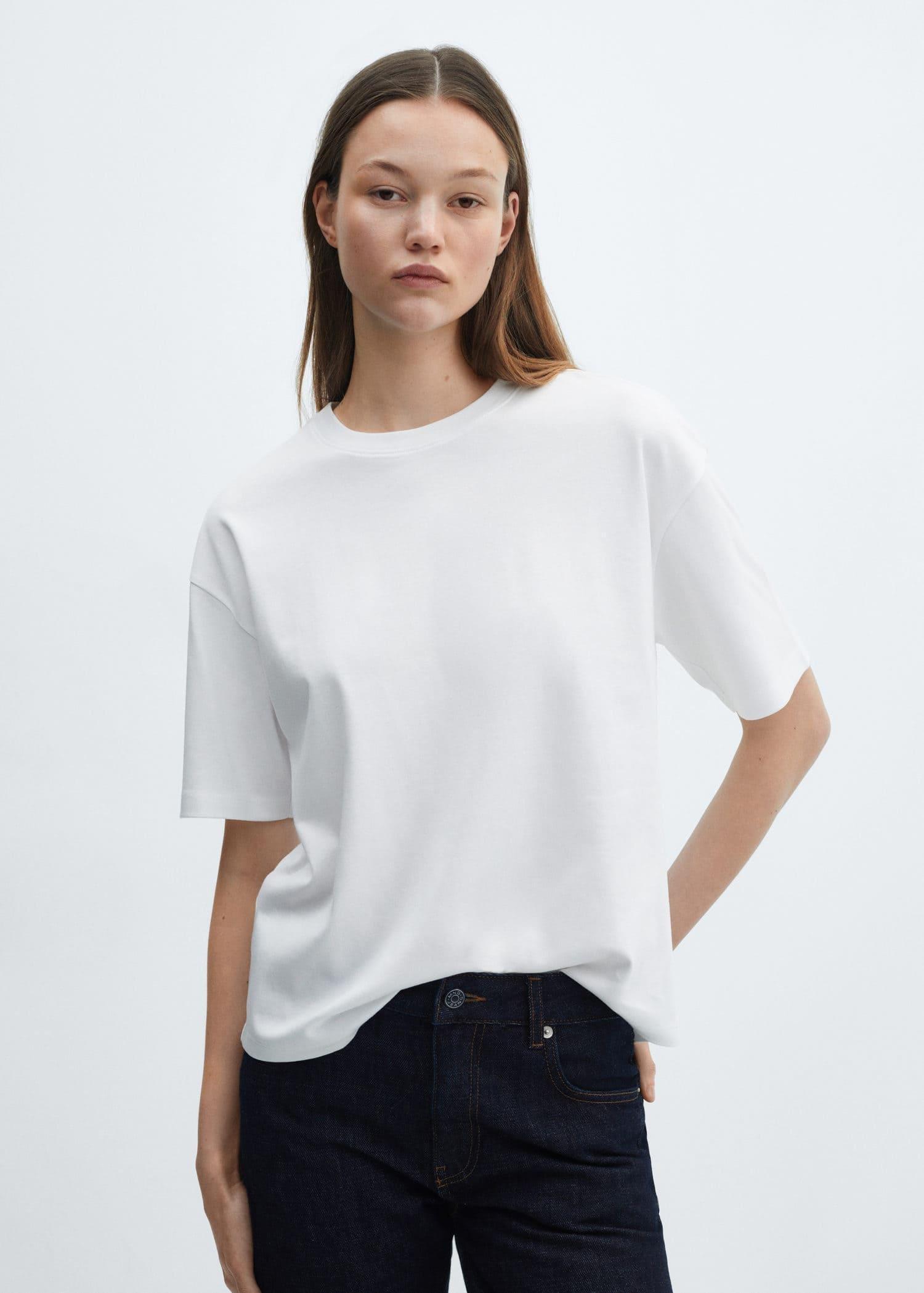 Mango - White Oversize Cotton T-Shirt