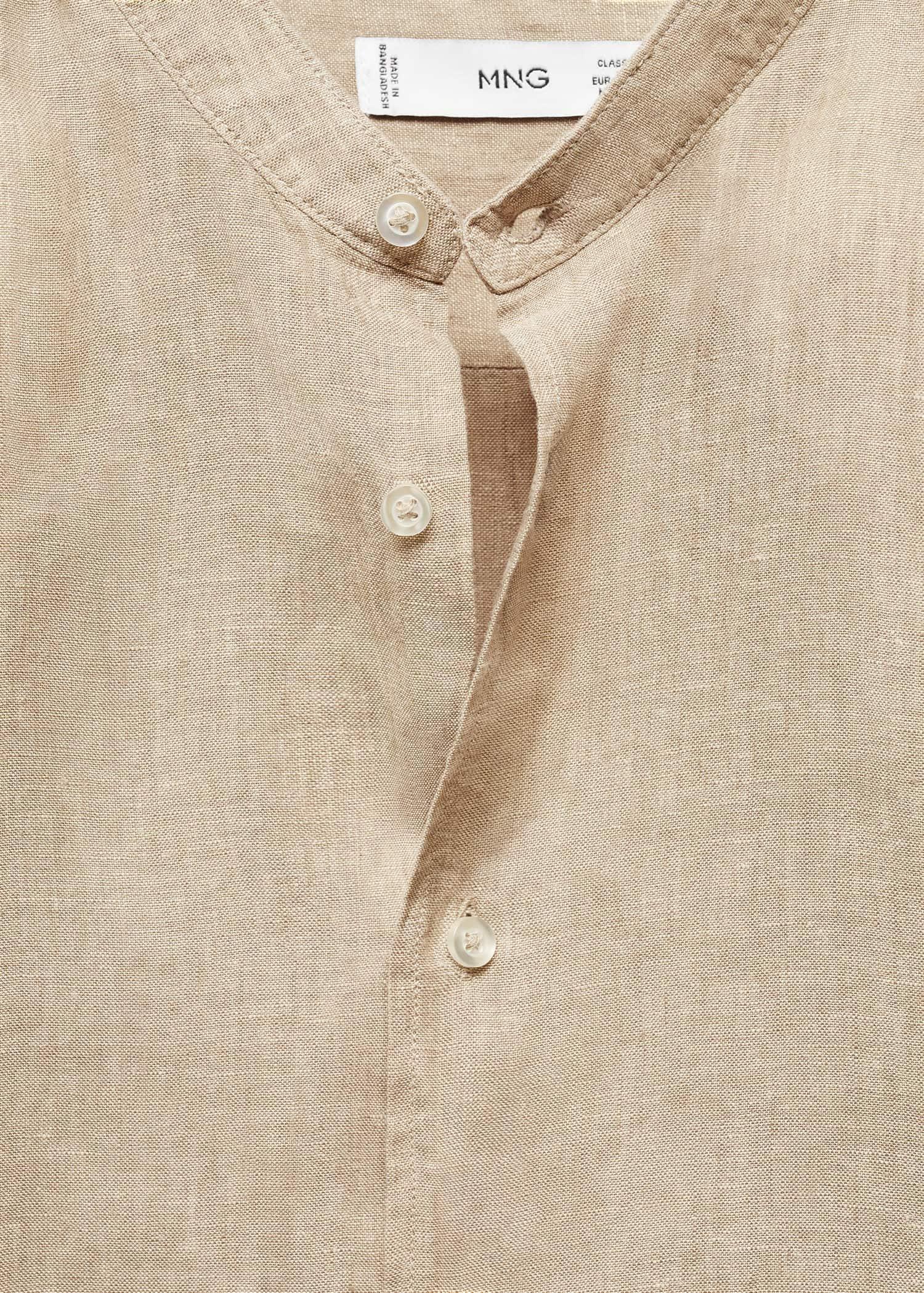 Mango - Beige Linen Collar Shirt