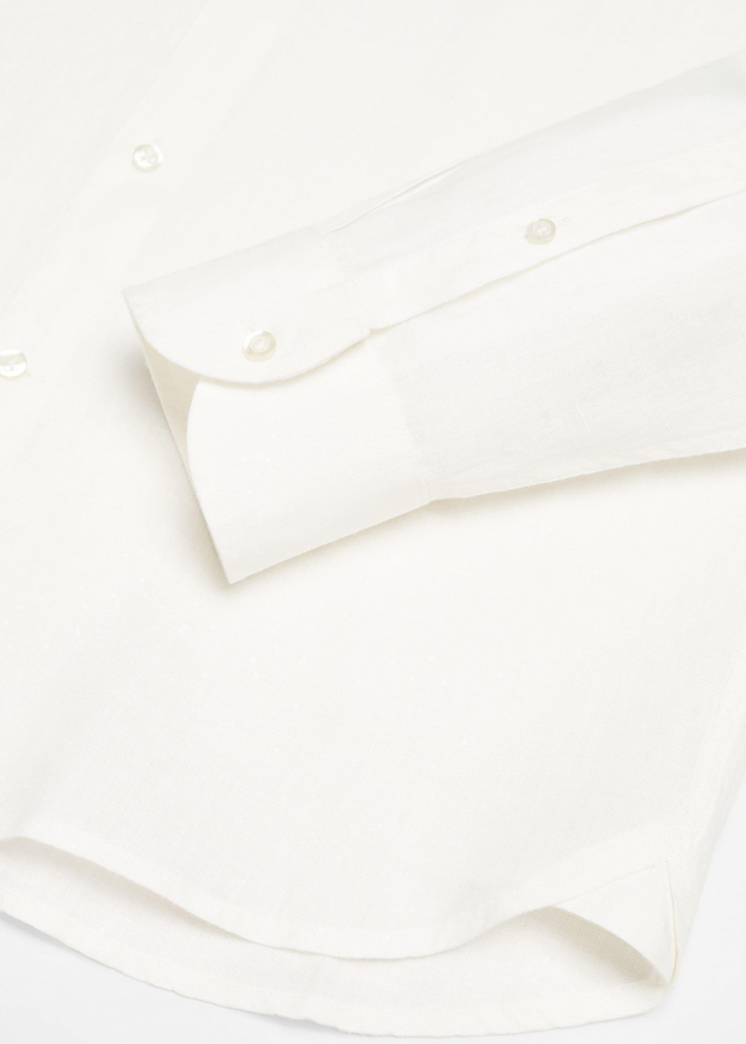 Mango - white 100% linen Mao collar shirt