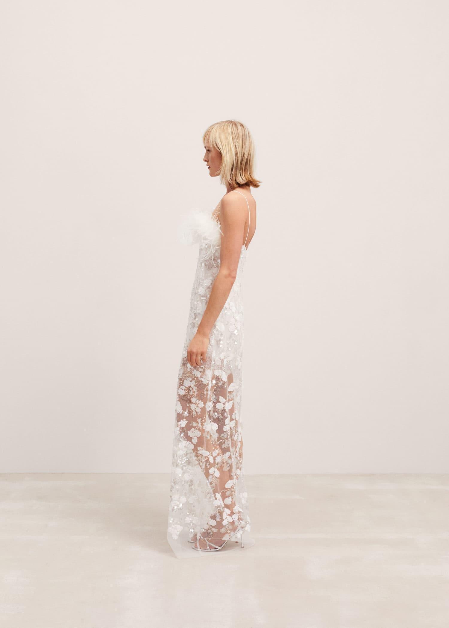 Cream Sequin Fringe Detail Dress, , large image number 2