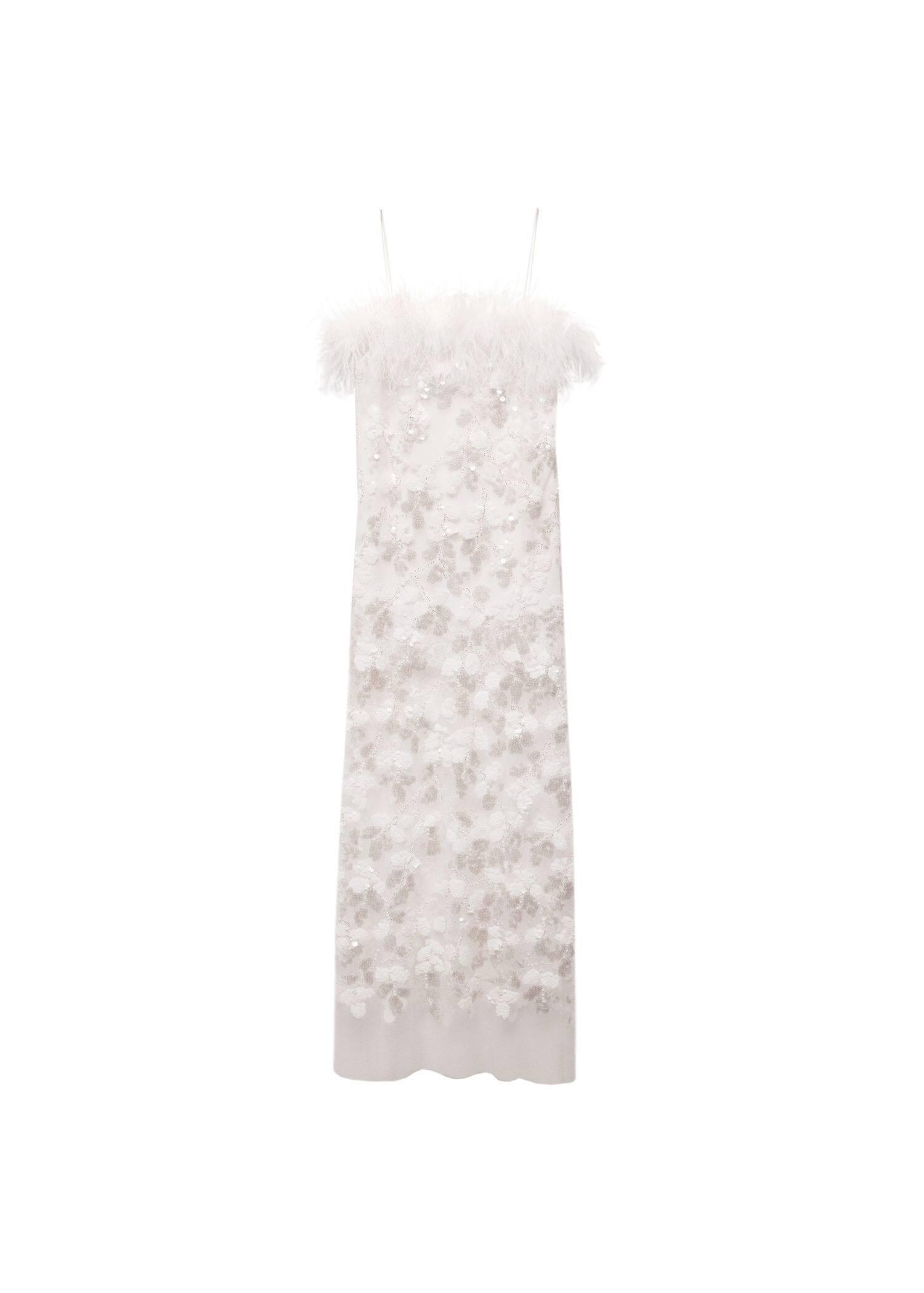 Cream Sequin Fringe Detail Dress, , large image number 3