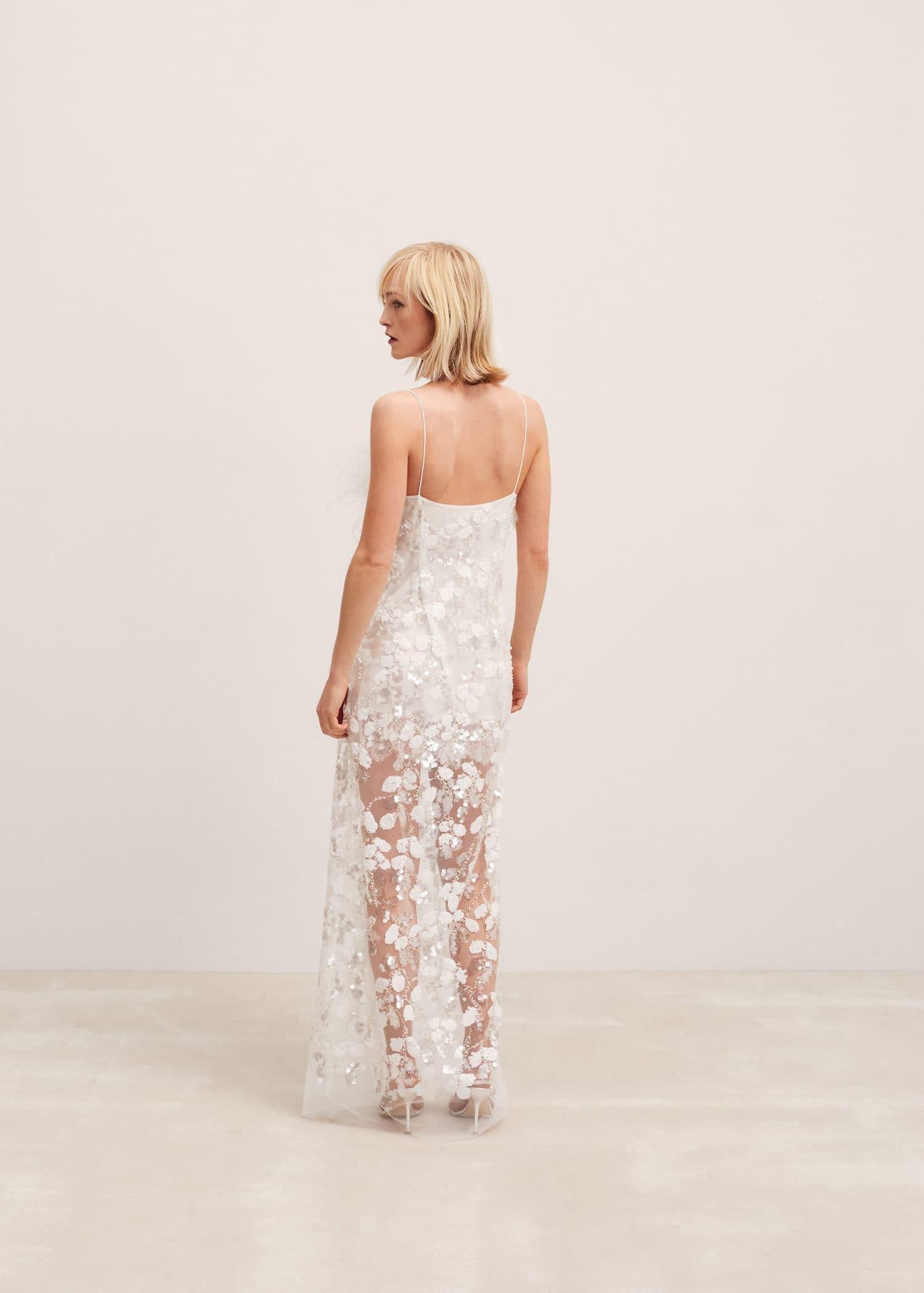 Cream Sequin Fringe Detail Dress, , large image number 5