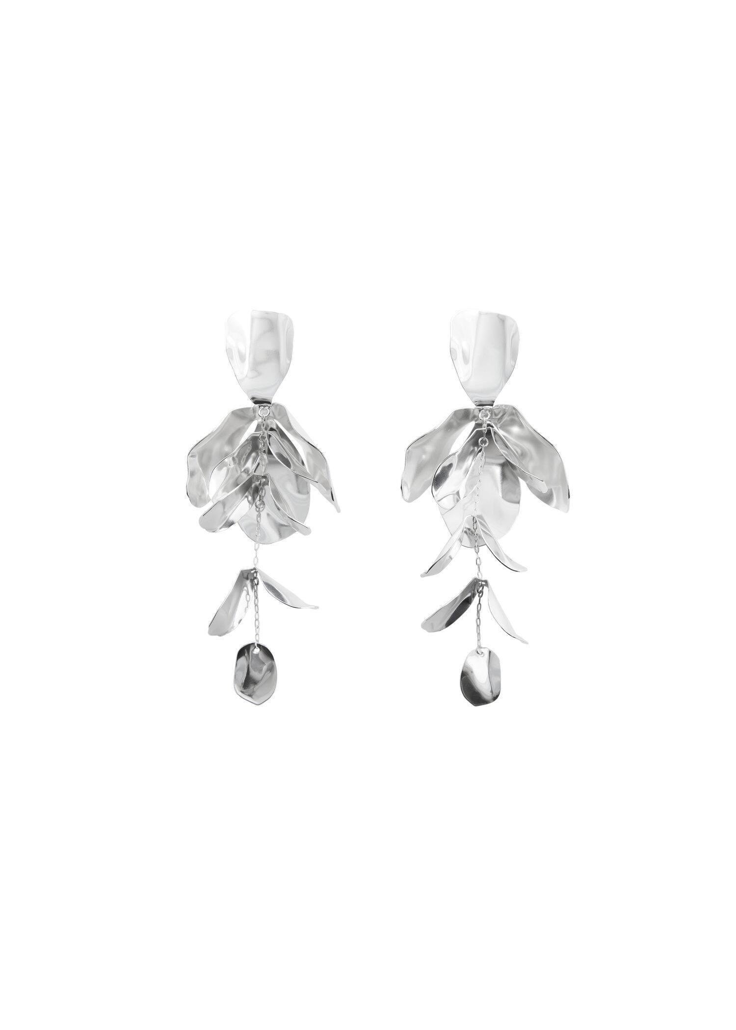 Mango - Silver Leaves Pendant Earrings