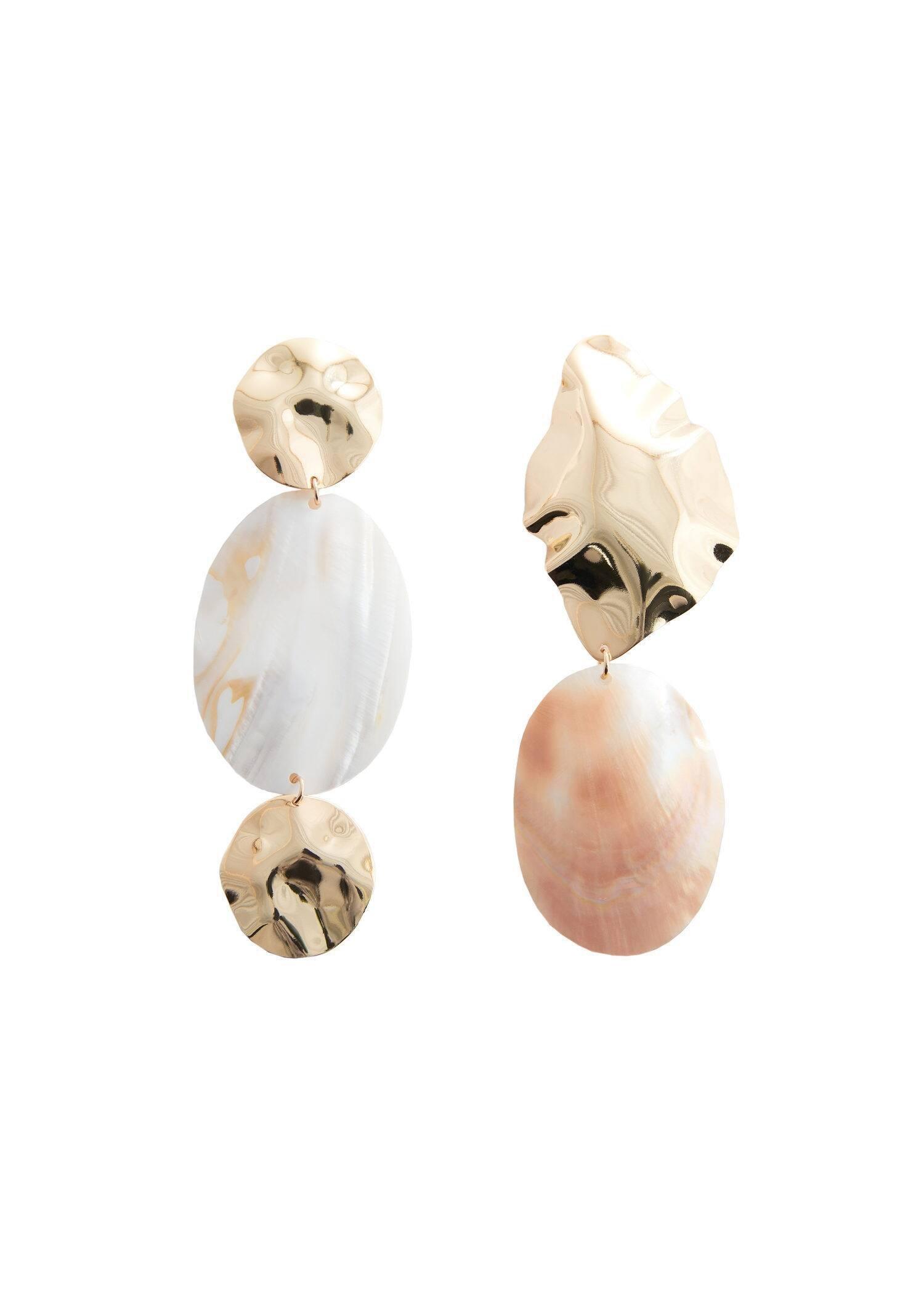 Gold Combined Shell Earrings, , large image number 0