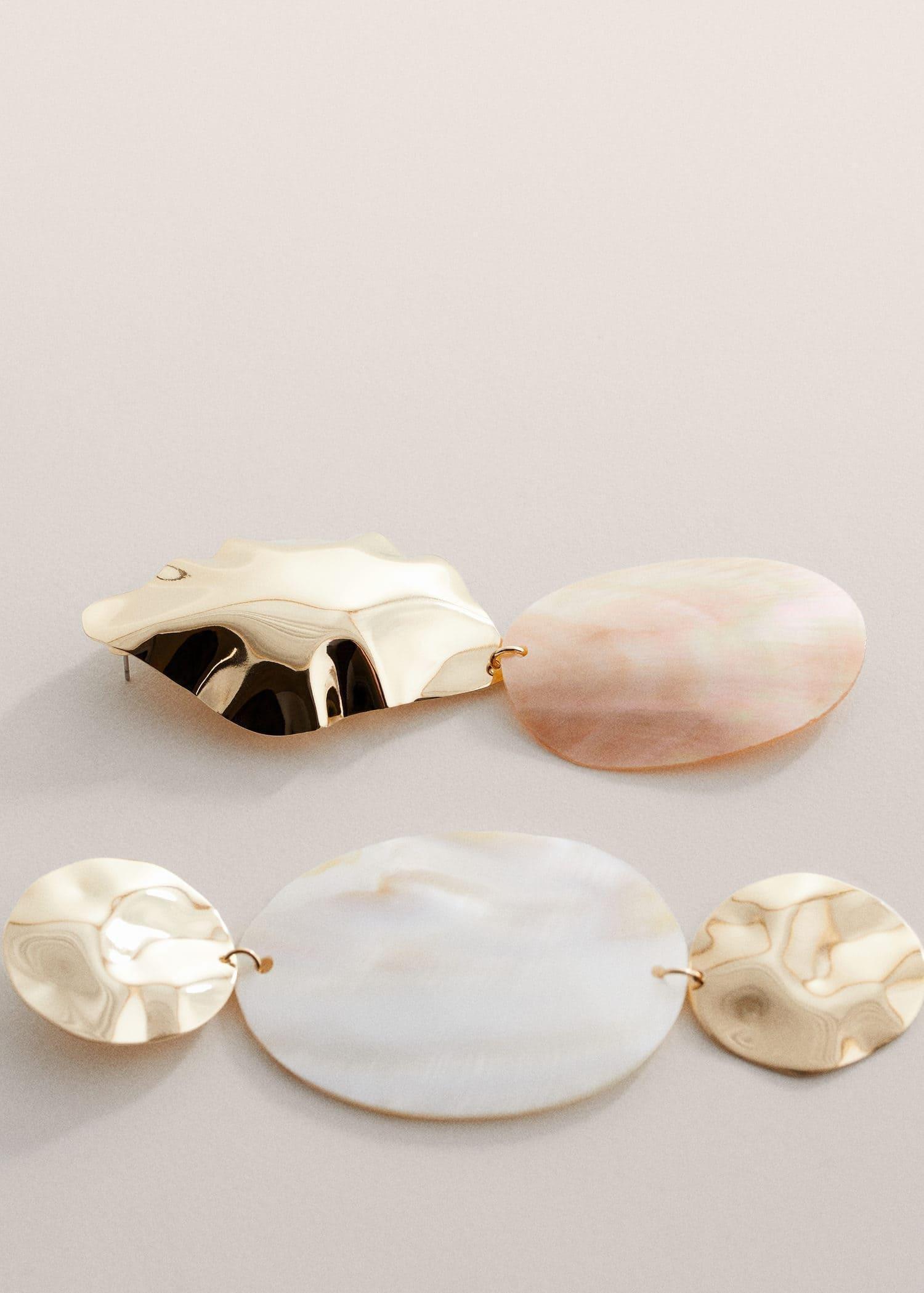 Gold Combined Shell Earrings, , large image number 1