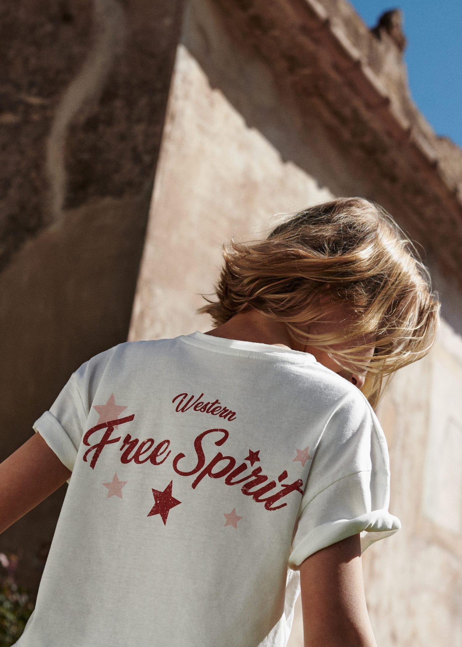 Mango - White Star Print T-Shirt, Kids Girls