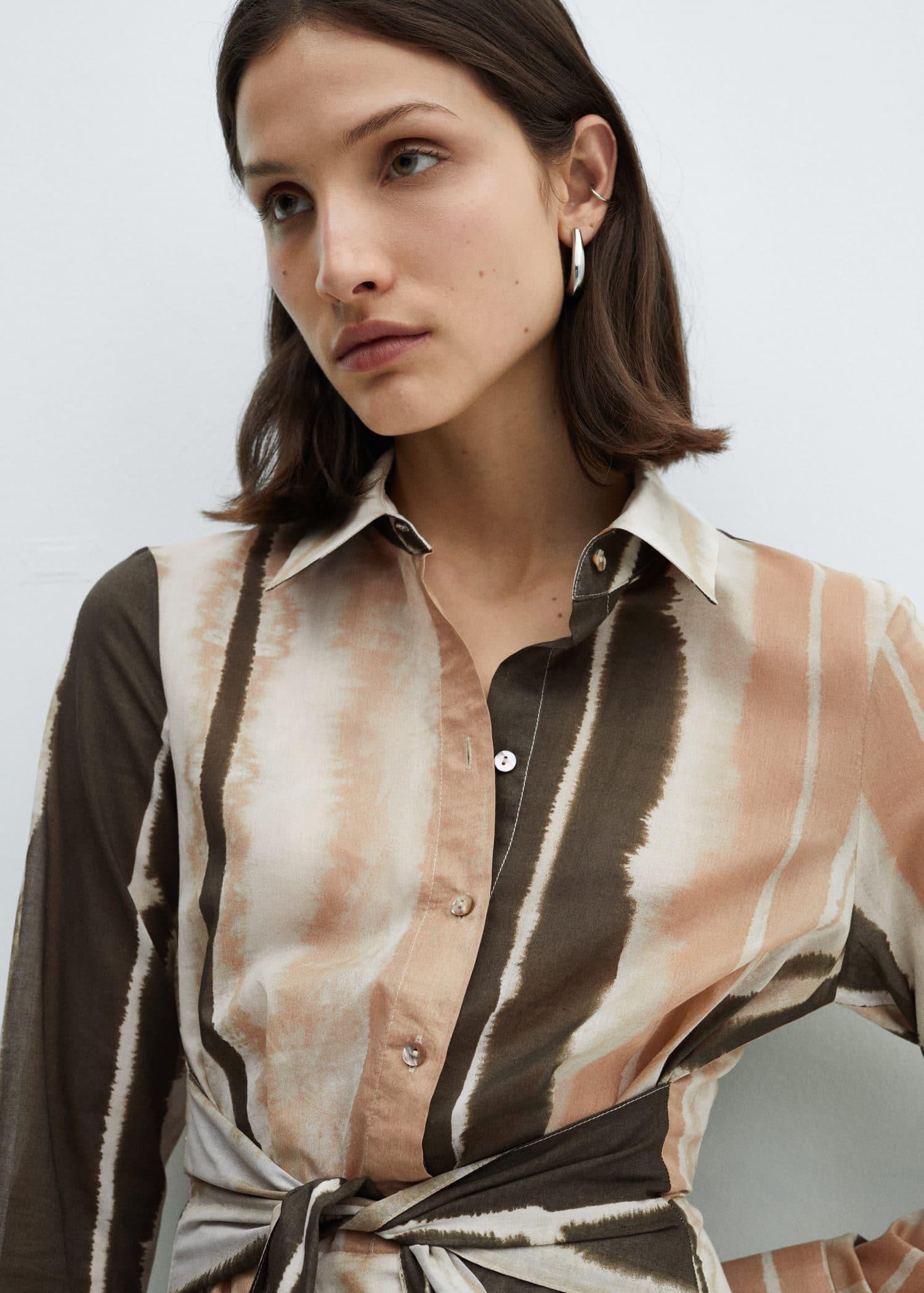 Beige Tie-Dye Shirt Dress, , large image number 1
