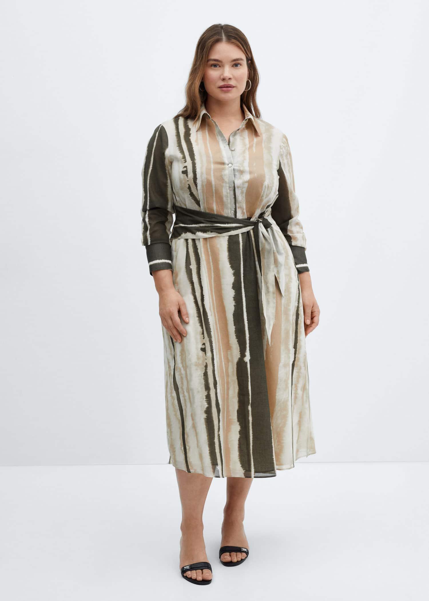 Mango - Beige Tie-Dye Shirt Dress