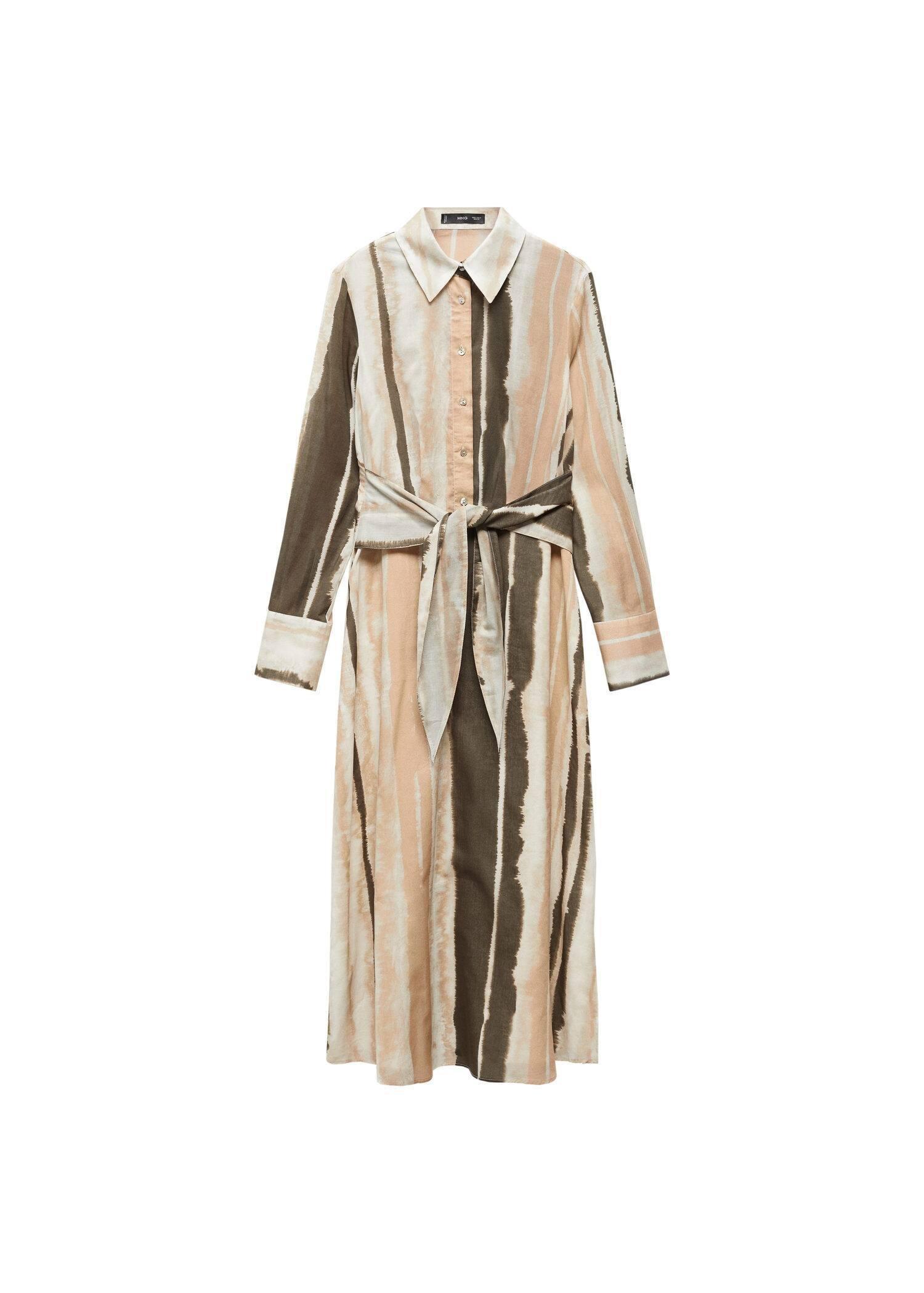 Mango - Beige Tie-Dye Shirt Dress