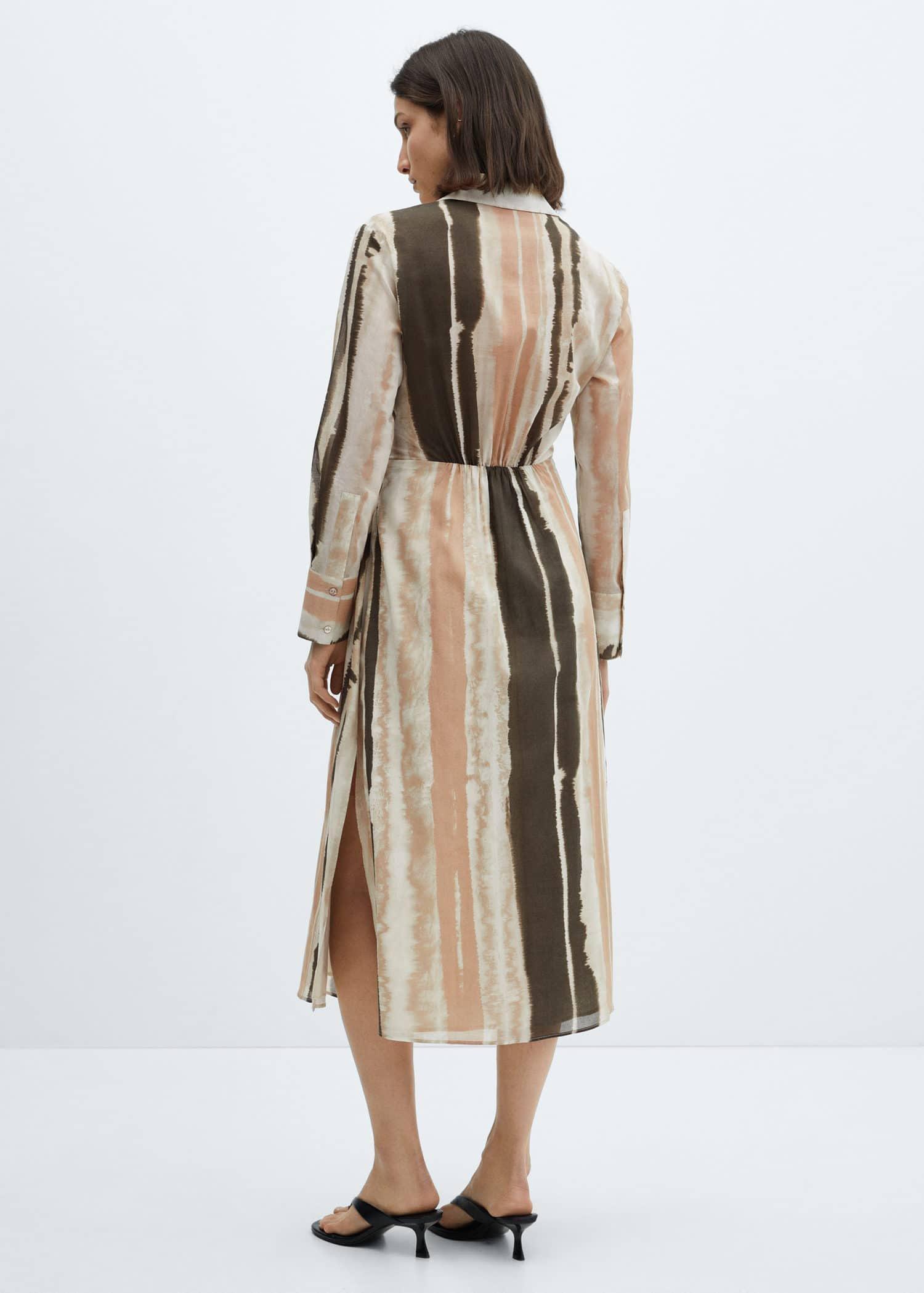 Beige Tie-Dye Shirt Dress, , large image number 8