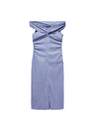 Mango - lt-pastel blue Striped dress bare shoulders