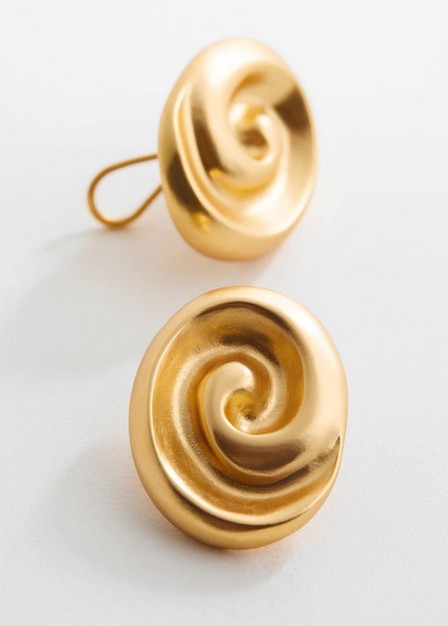 Mango - Gold Round Spiral Earrings
