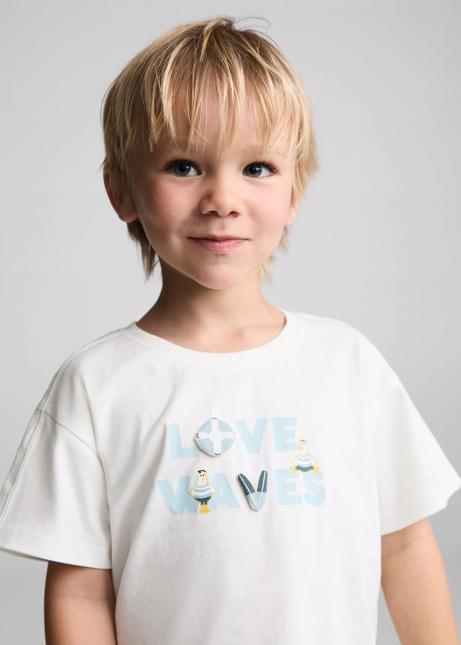 Mango - White Printed Message T-Shirt, Kids Boys