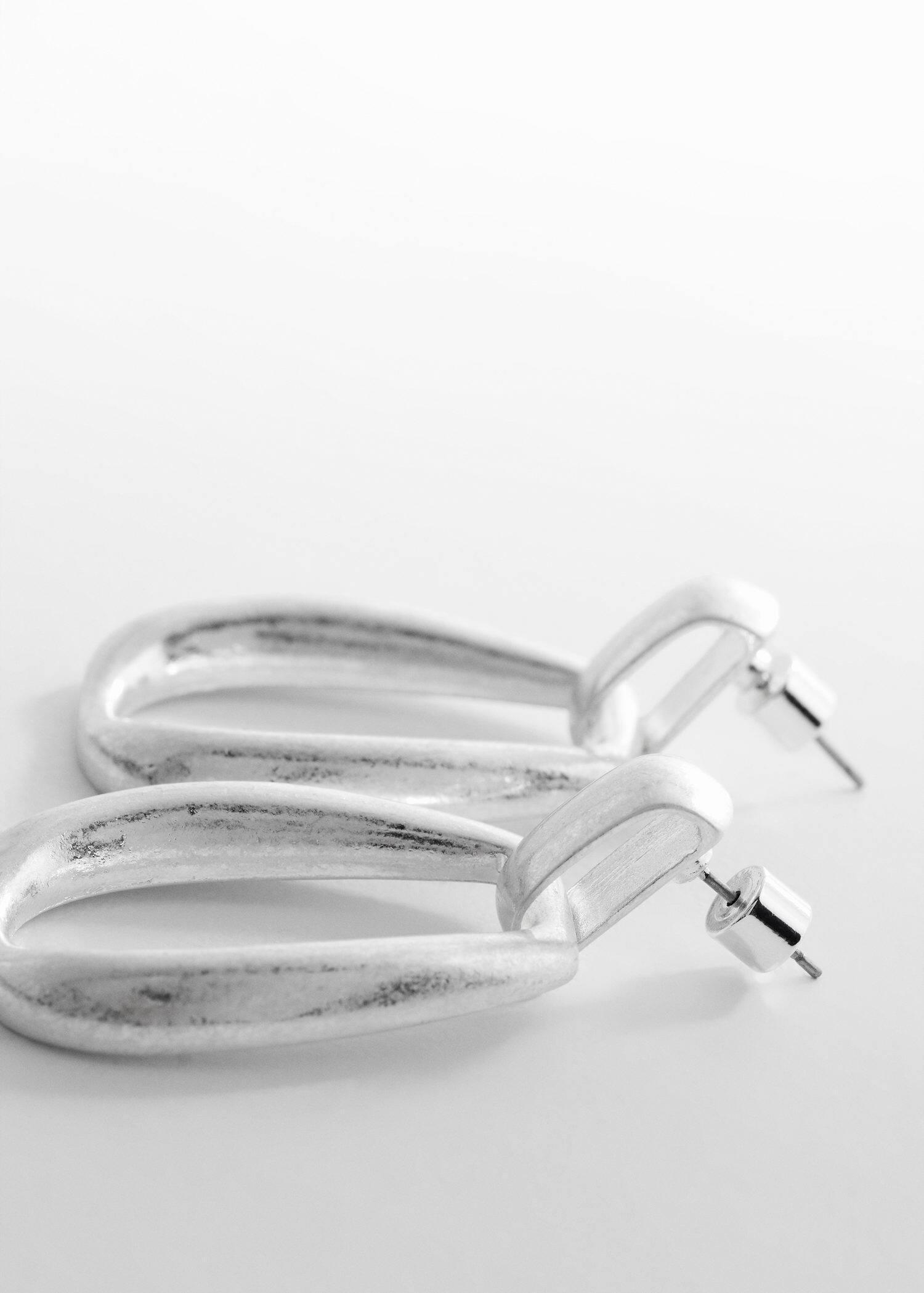 Mango - Silver Oval Hoop Earrings
