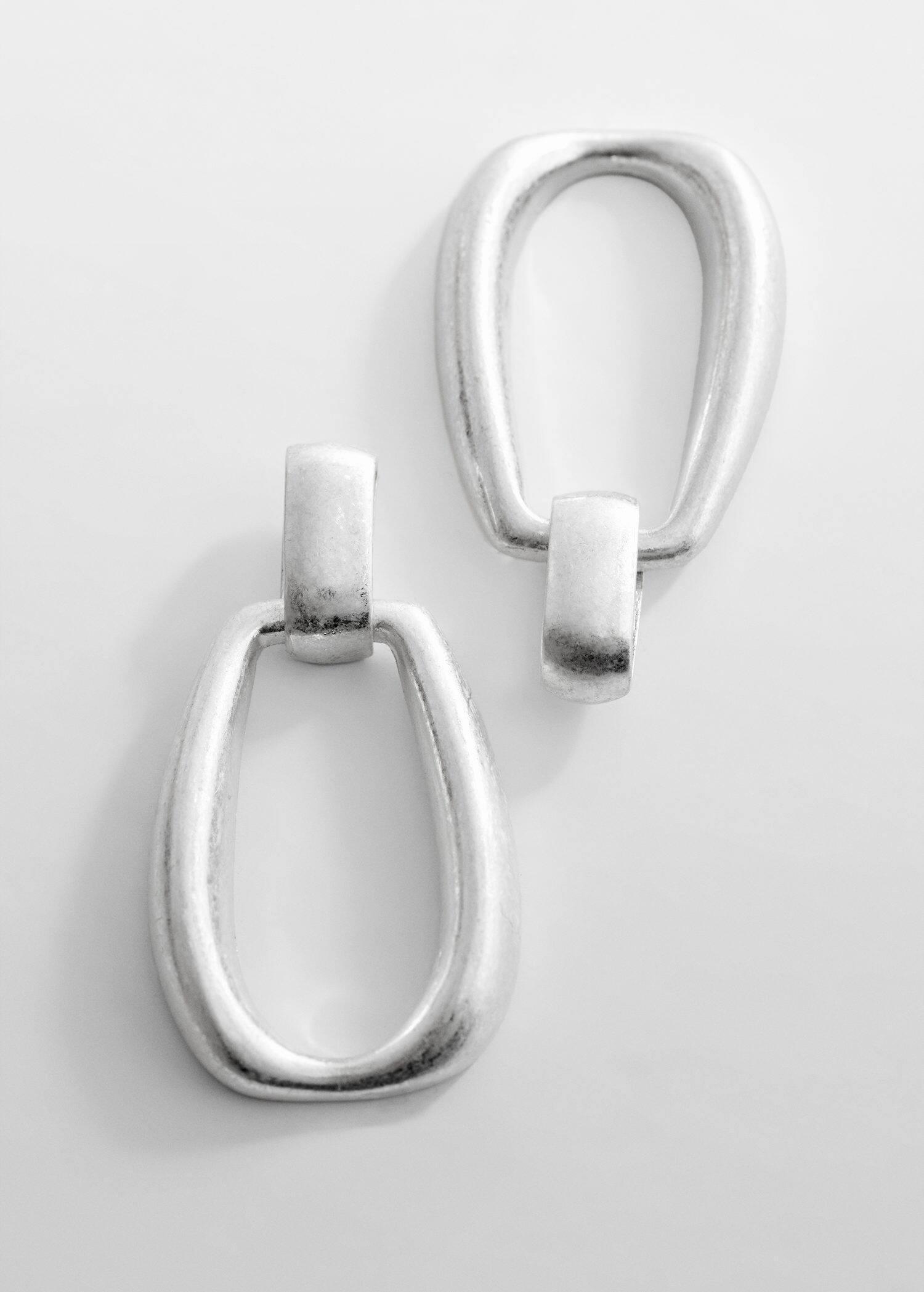 Mango - Silver Oval Hoop Earrings